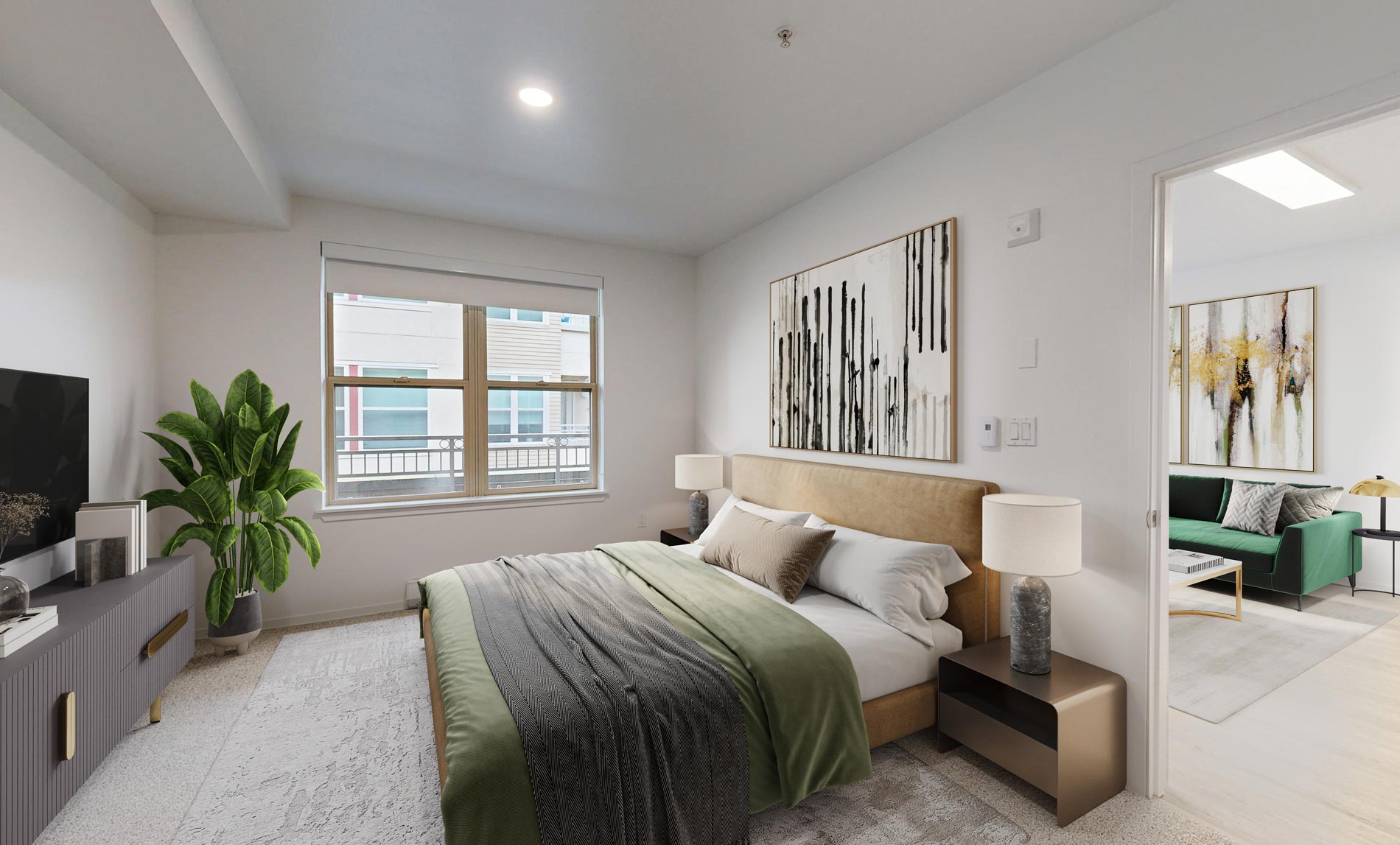 Island Square staged bedroom