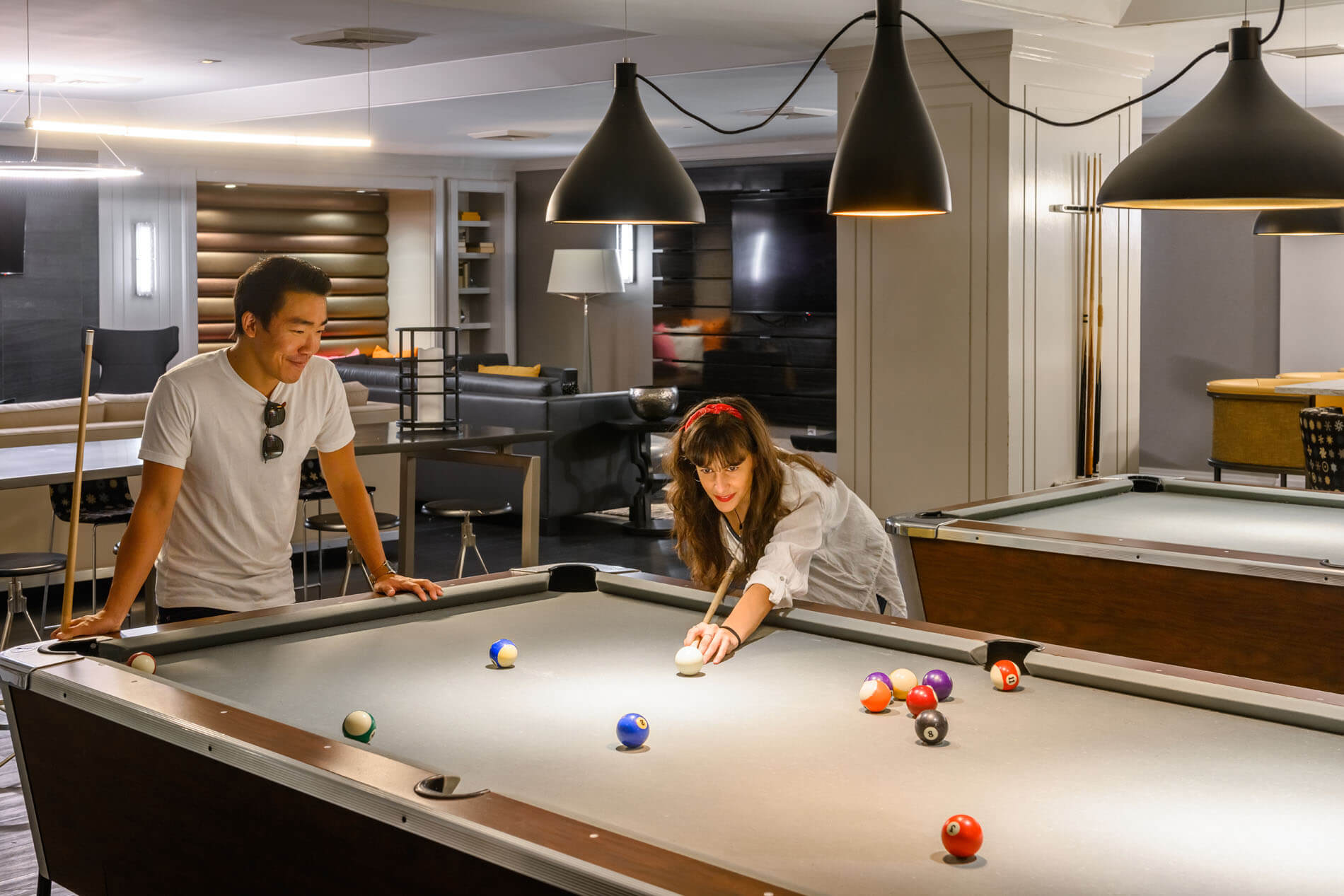 People playing billiards 