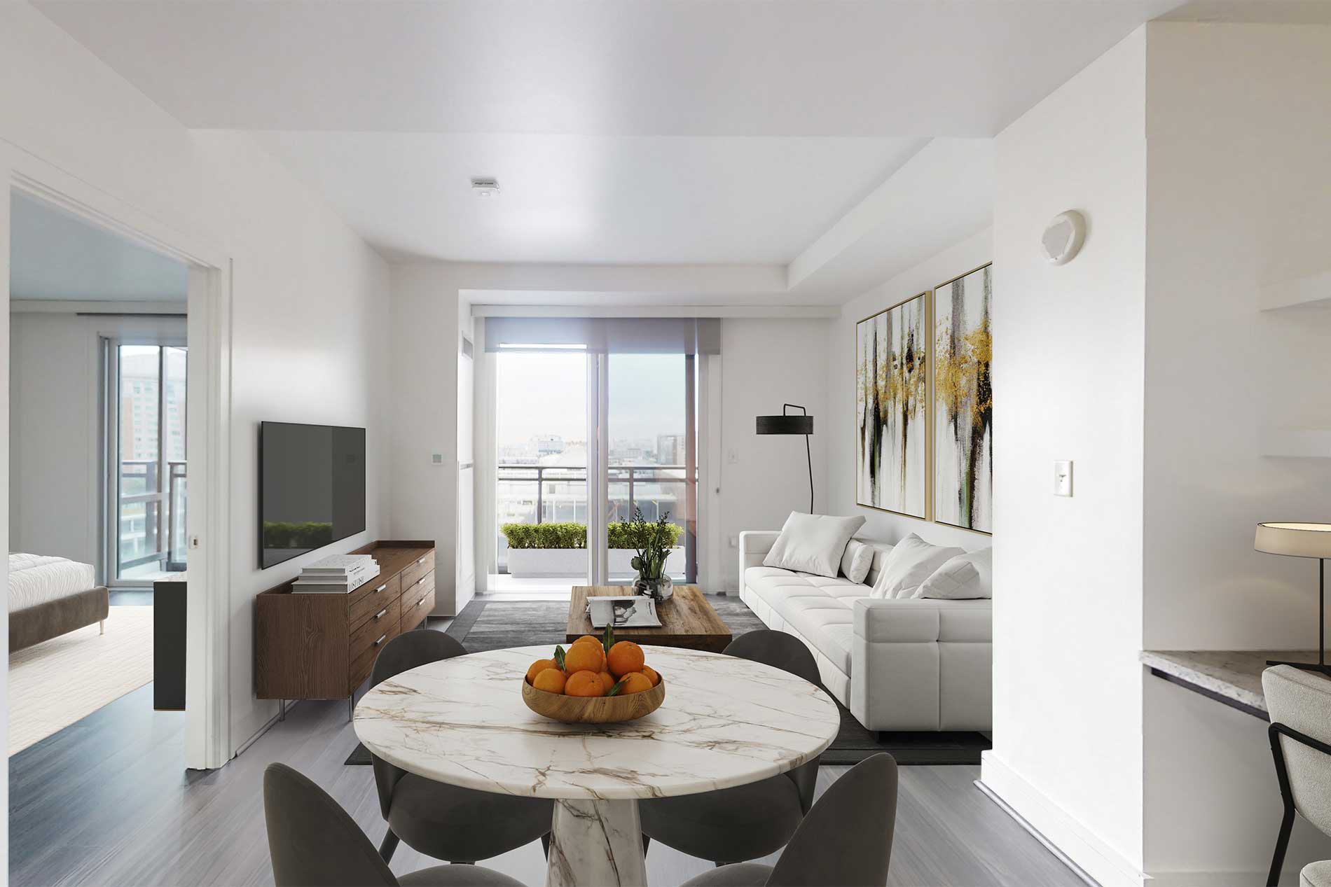 ApartmentGallery Lindsey Pier One Bed Living Dining staged corrected v1 AK