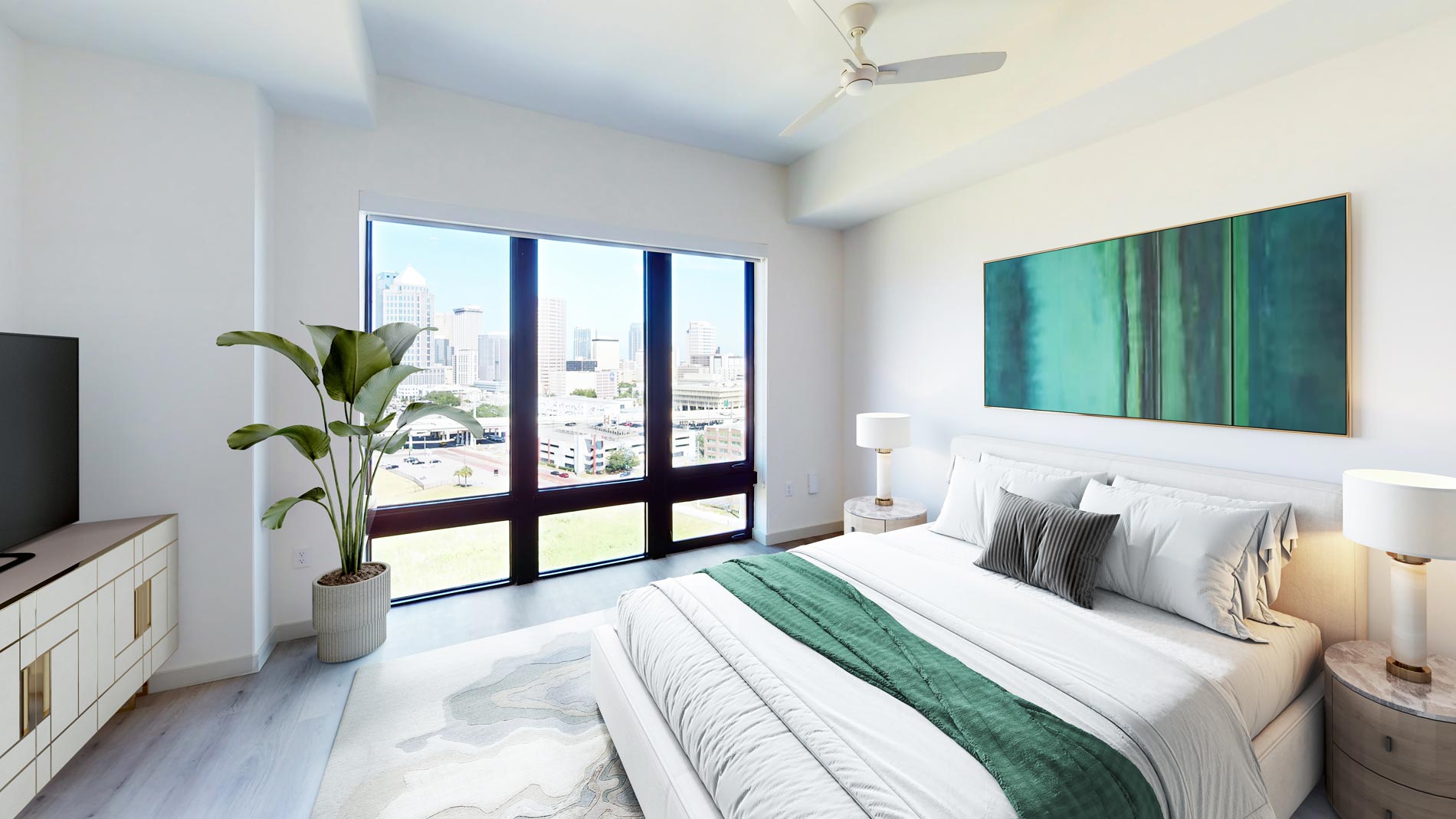 101 N Meridian staged bedroom