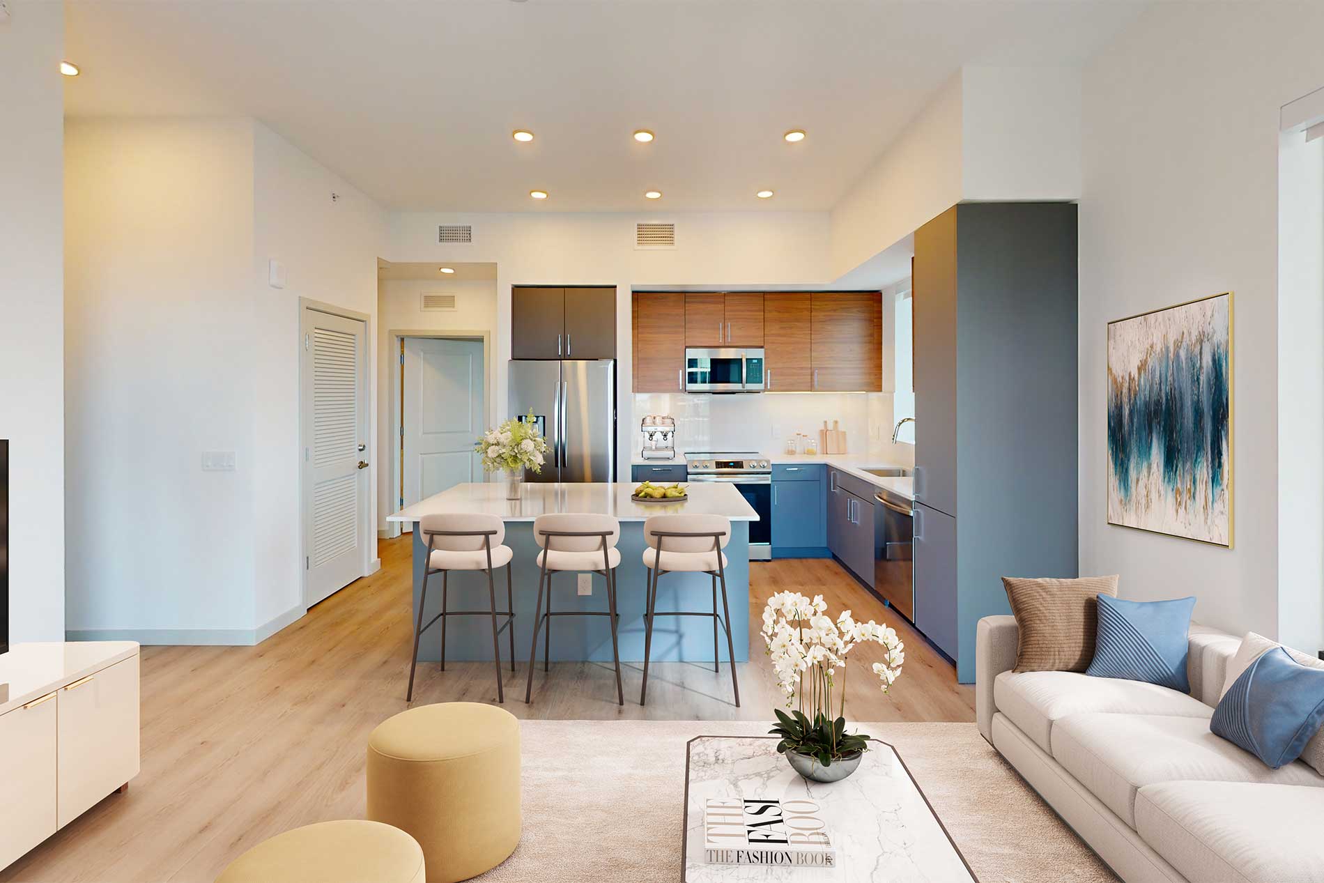 ApartmentGallery 101 B2B Iron Grey Dining Kitchen virtuallystaged 2025