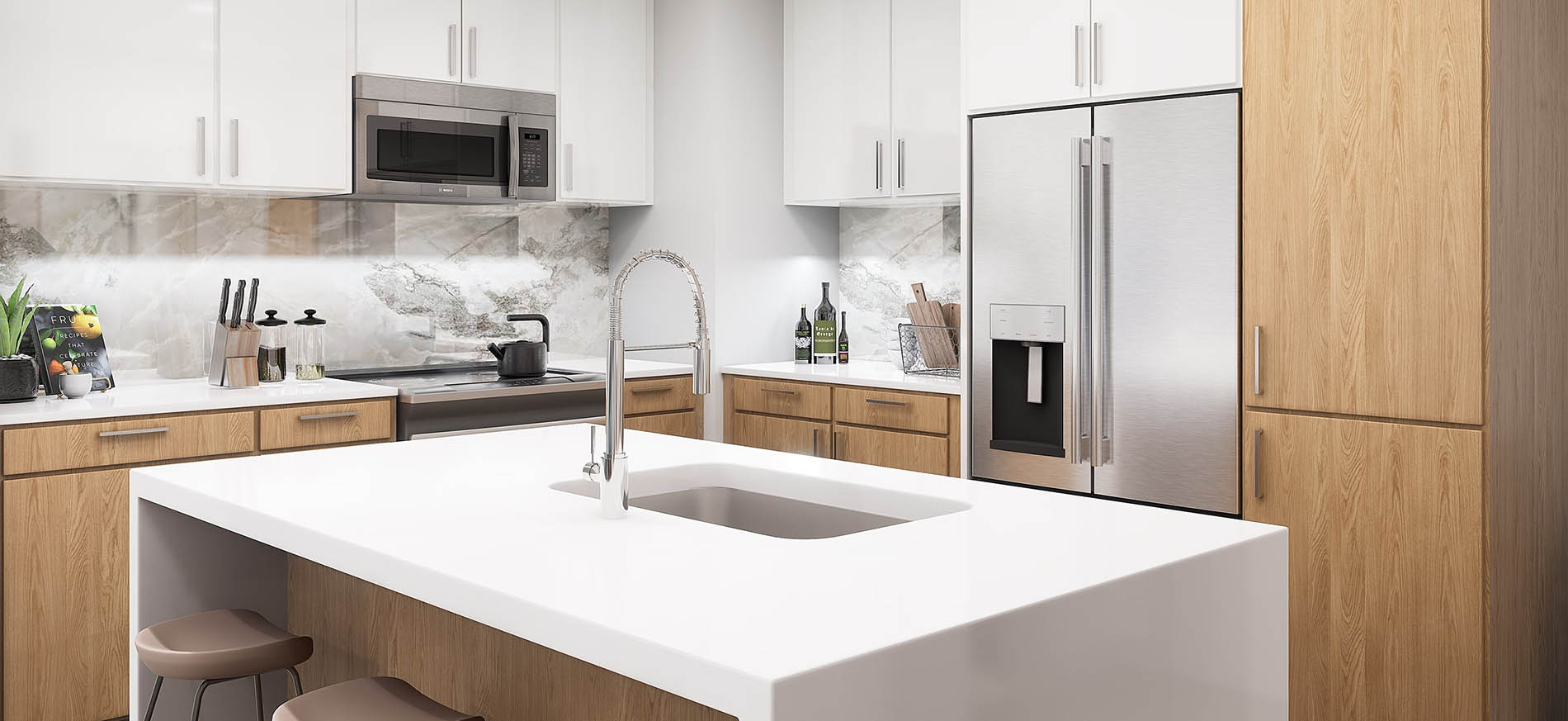 101 N Meridian Penthouse apartment kitchen rendering