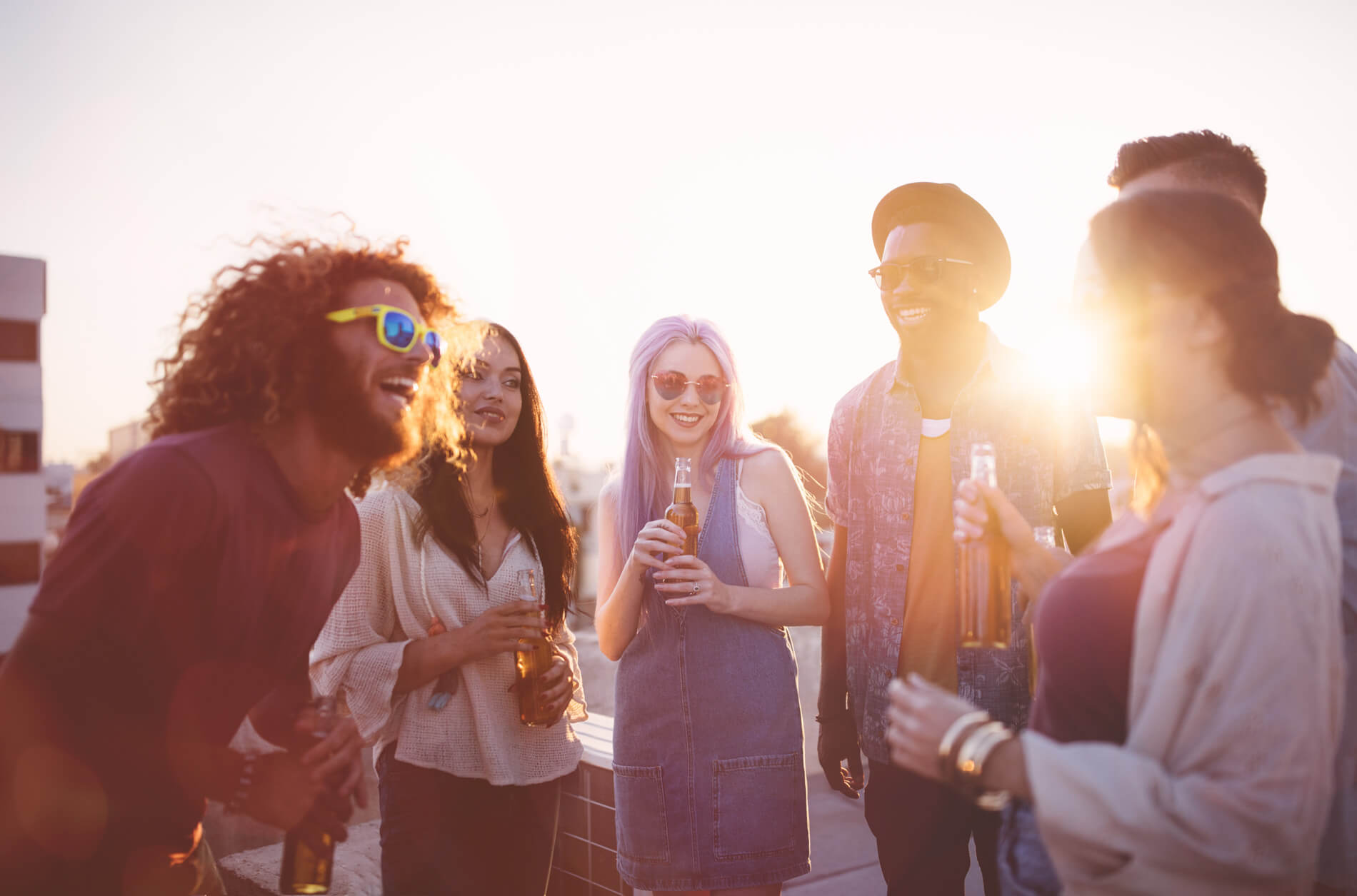 Friends laughing outside