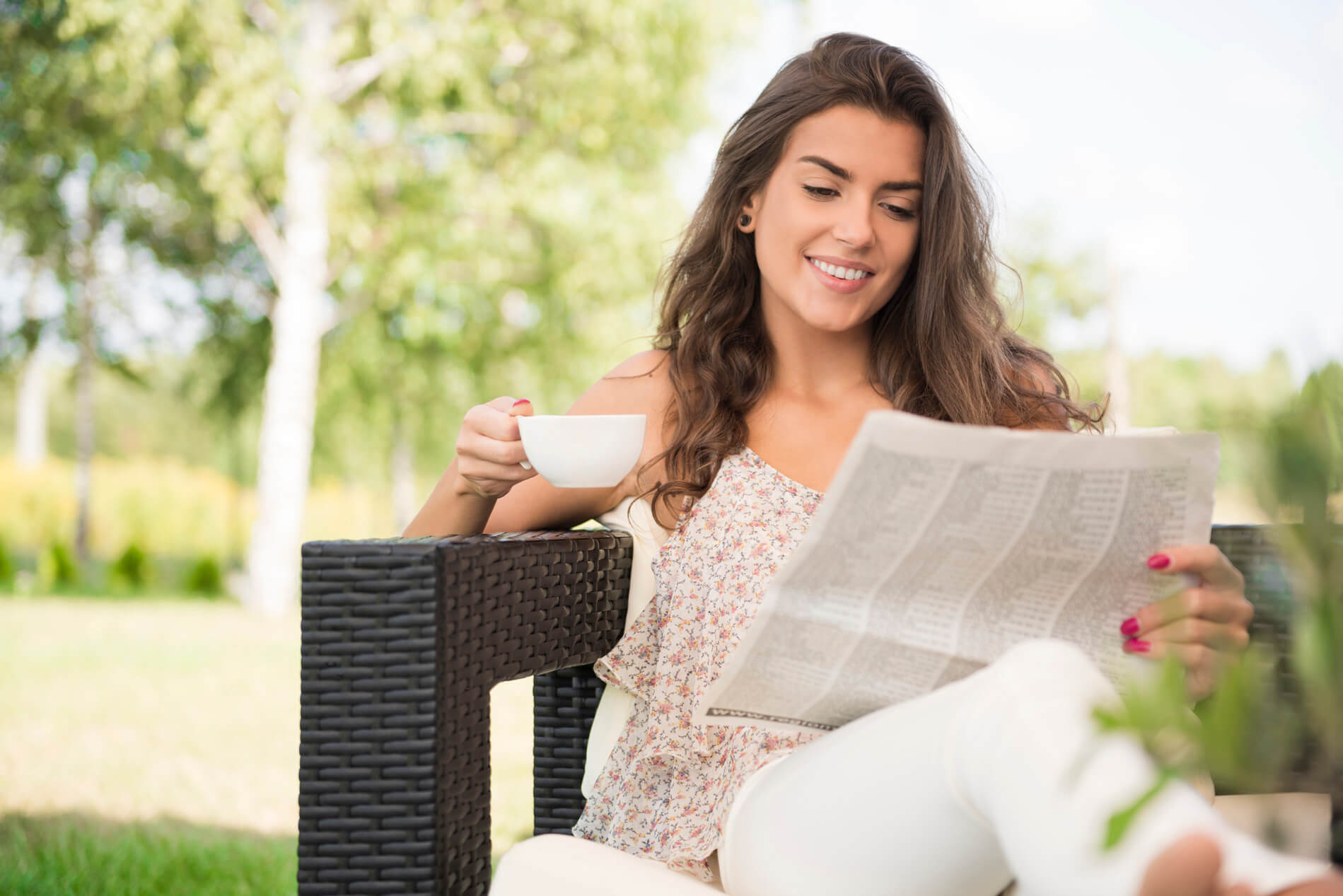 Woman reading outside