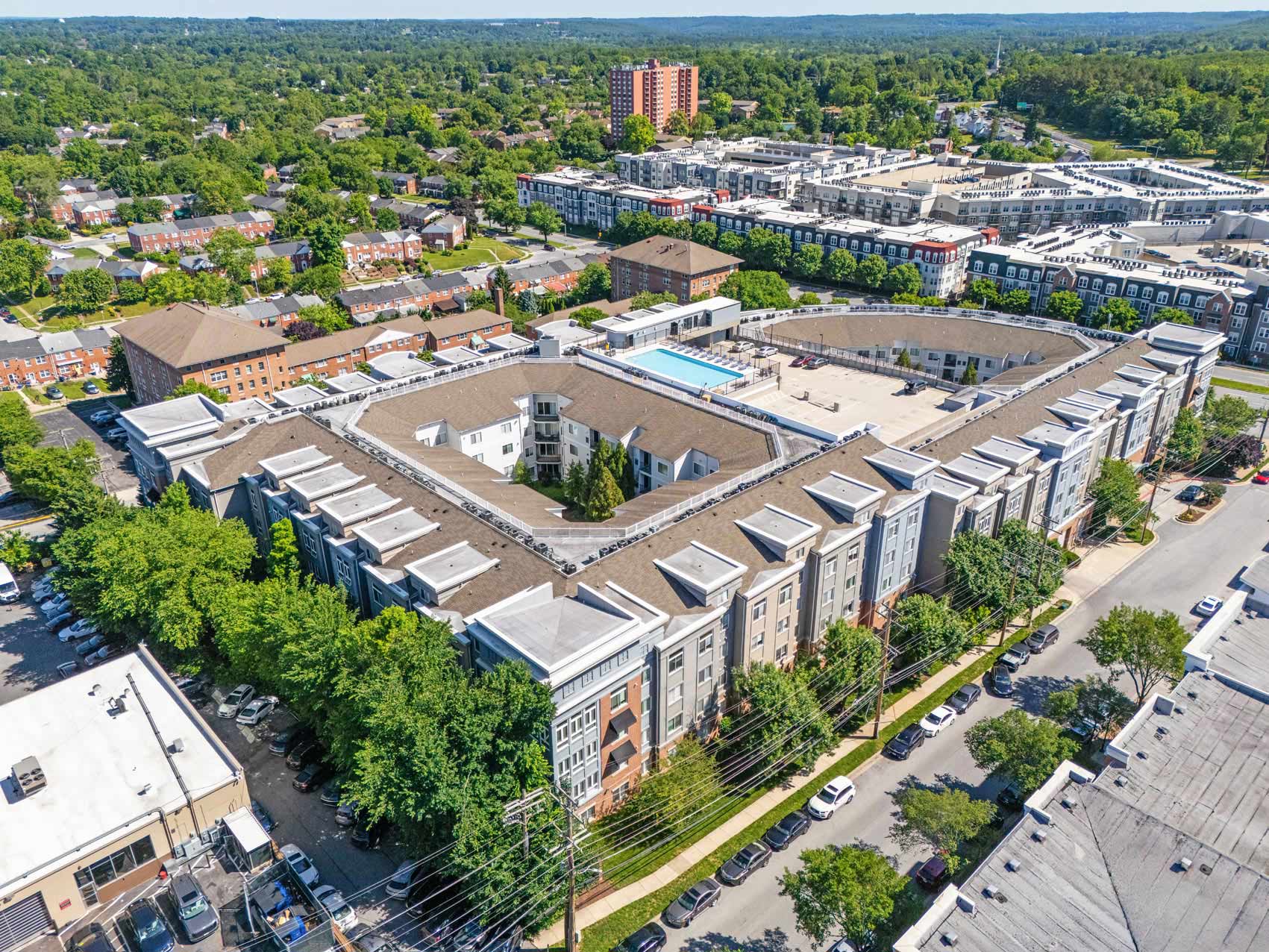 20 Lambourne apartments drone building exterior