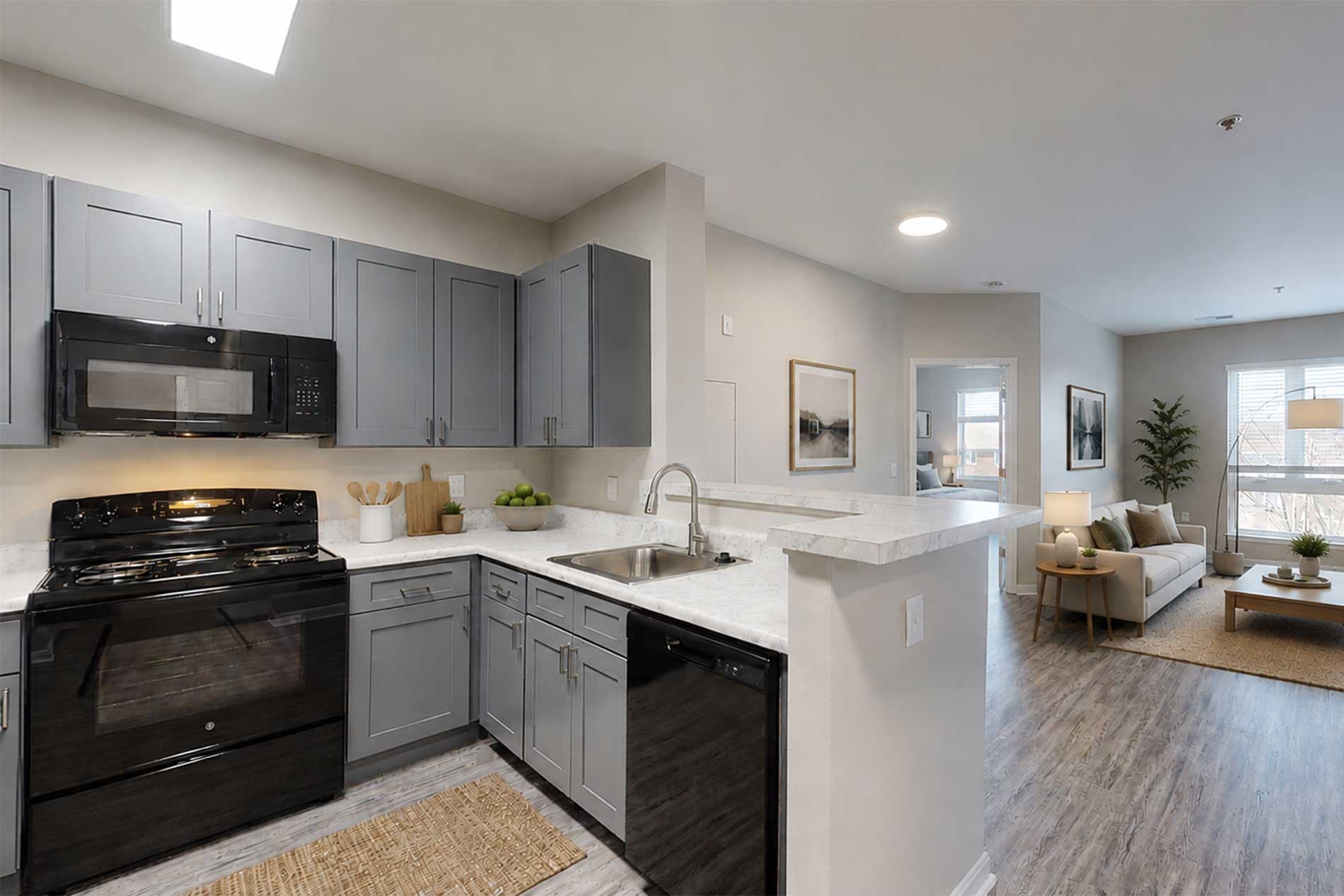20 Lambourne apartment kitchen and living room