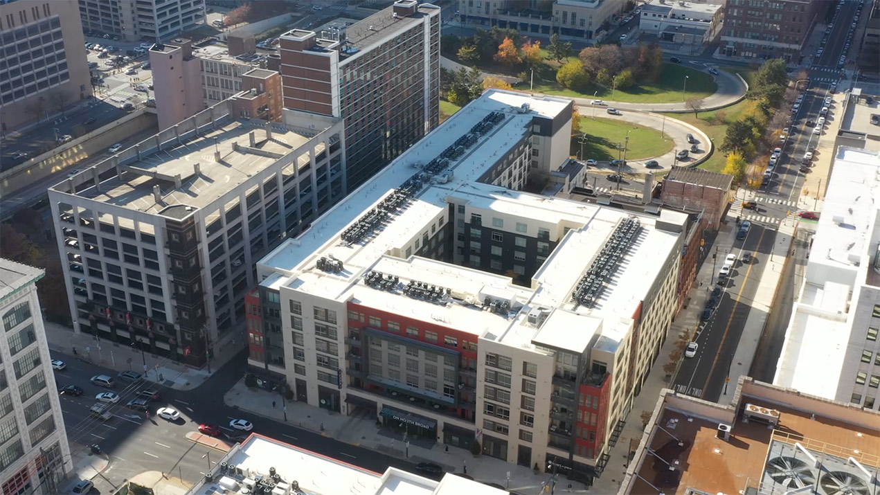 322 N Broad drone building exterior