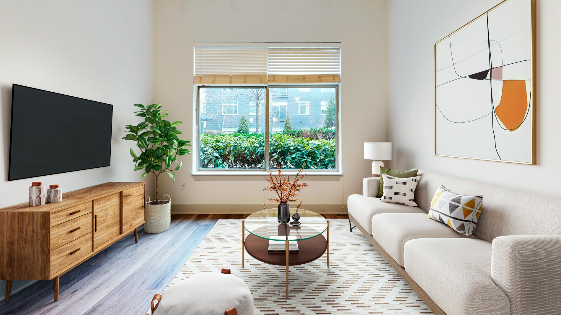 322 North Broad staged living room