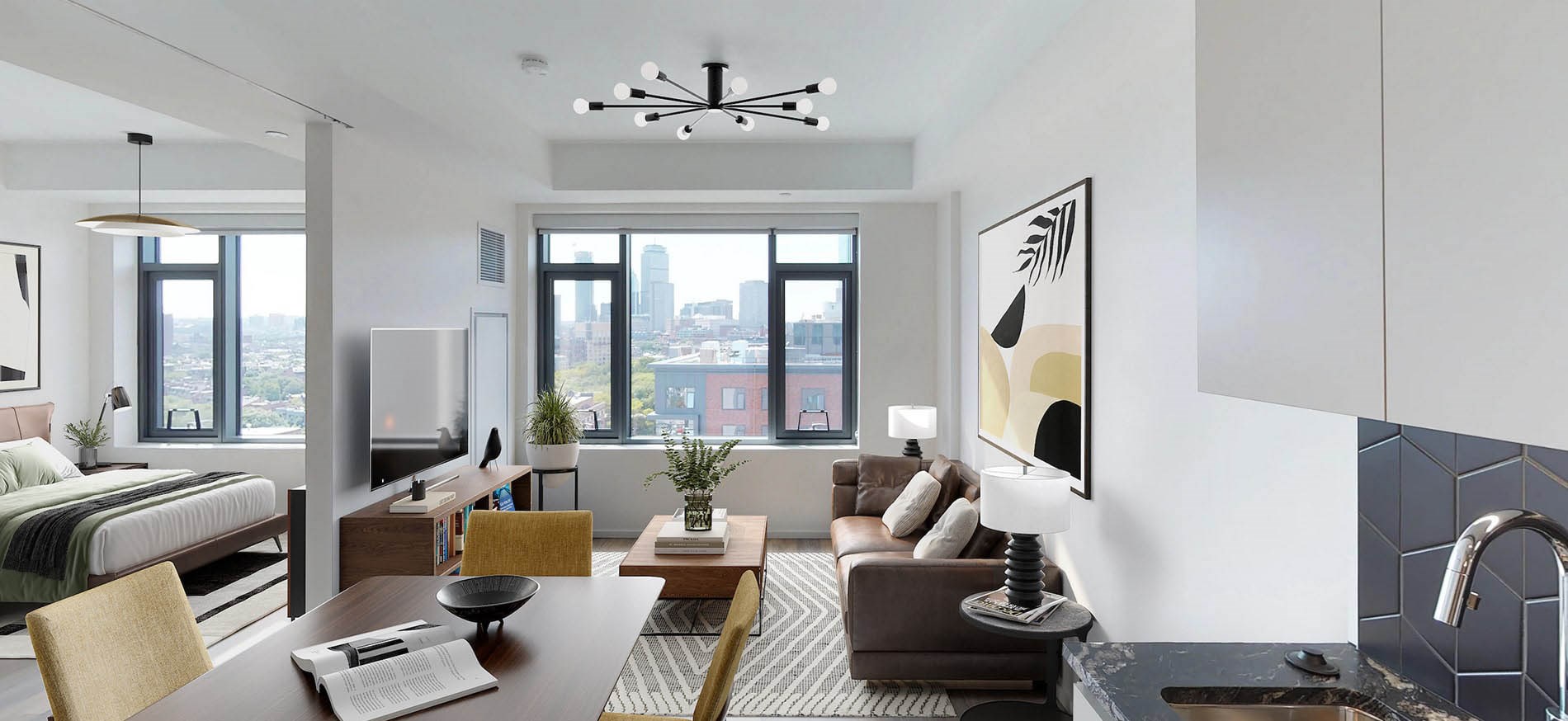 345 Harrison penthouse living dining room Virtually Staged