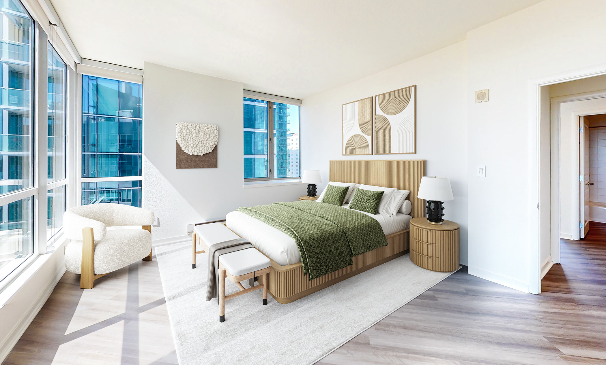 388 Beale apartments staged bedroom