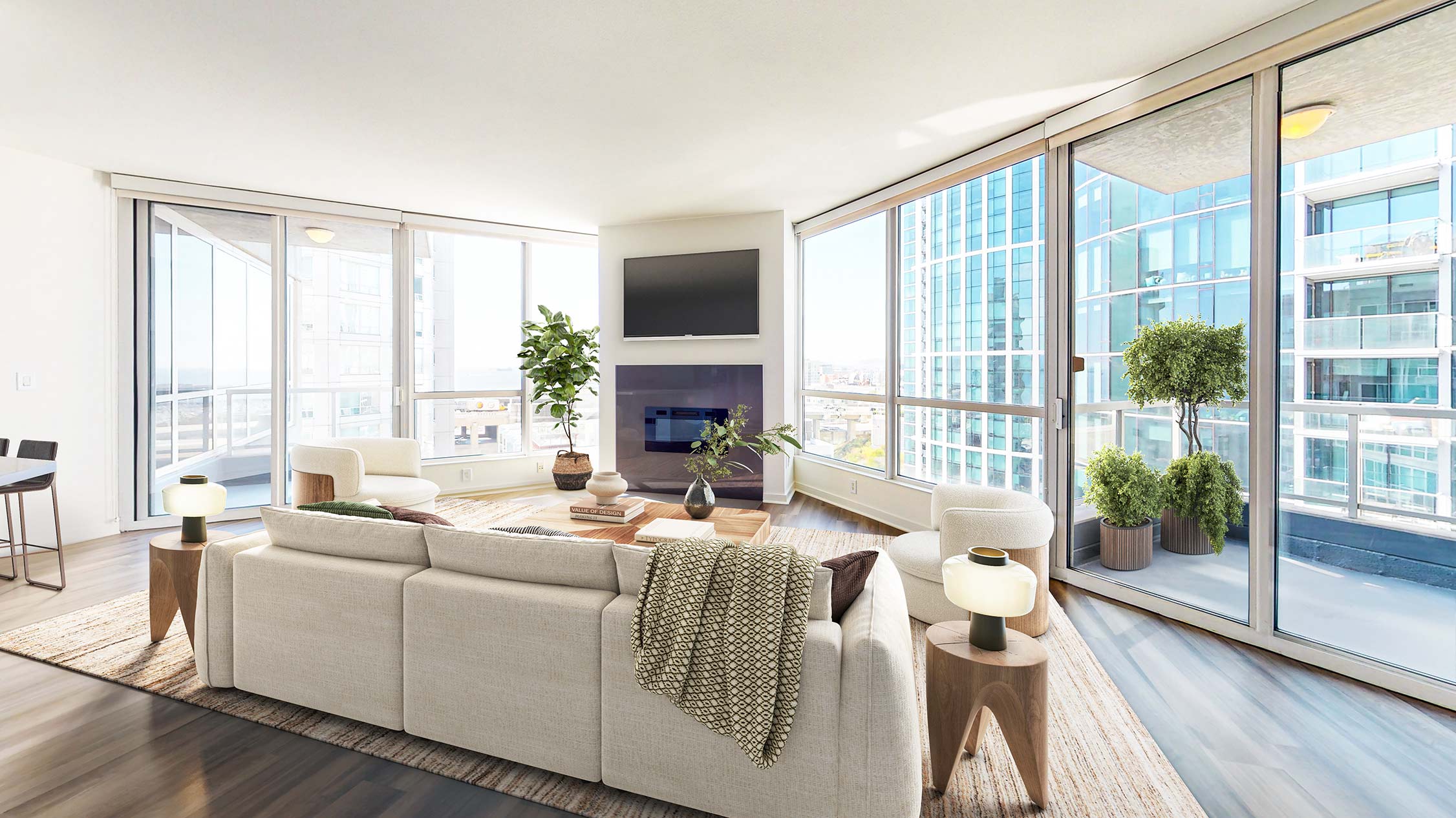 388 Beale apartments staged living room