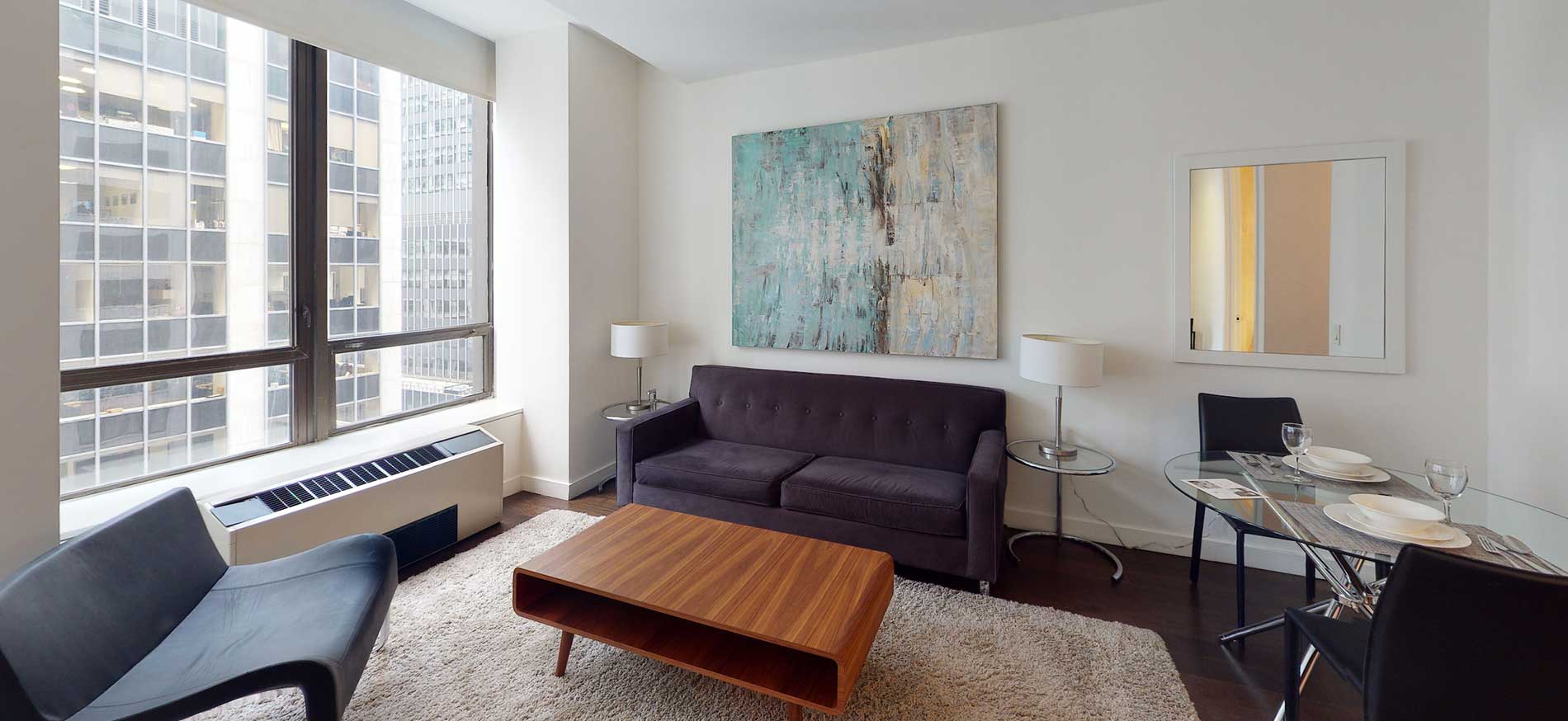 95 Wall staged one bedroom unit