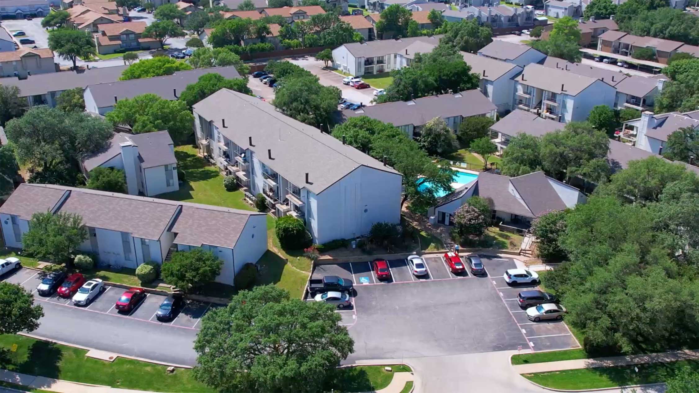Addison Apartments drone building exterior