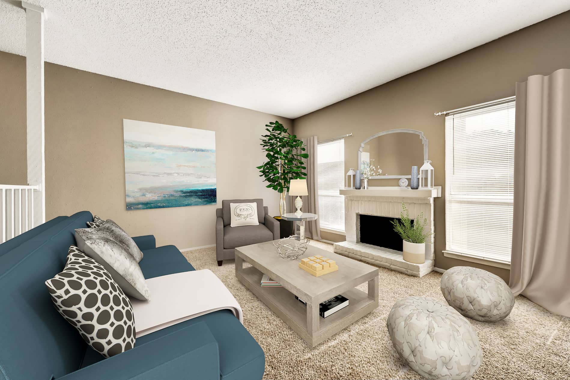 Addison Apartments Living Room staged by Rooomy