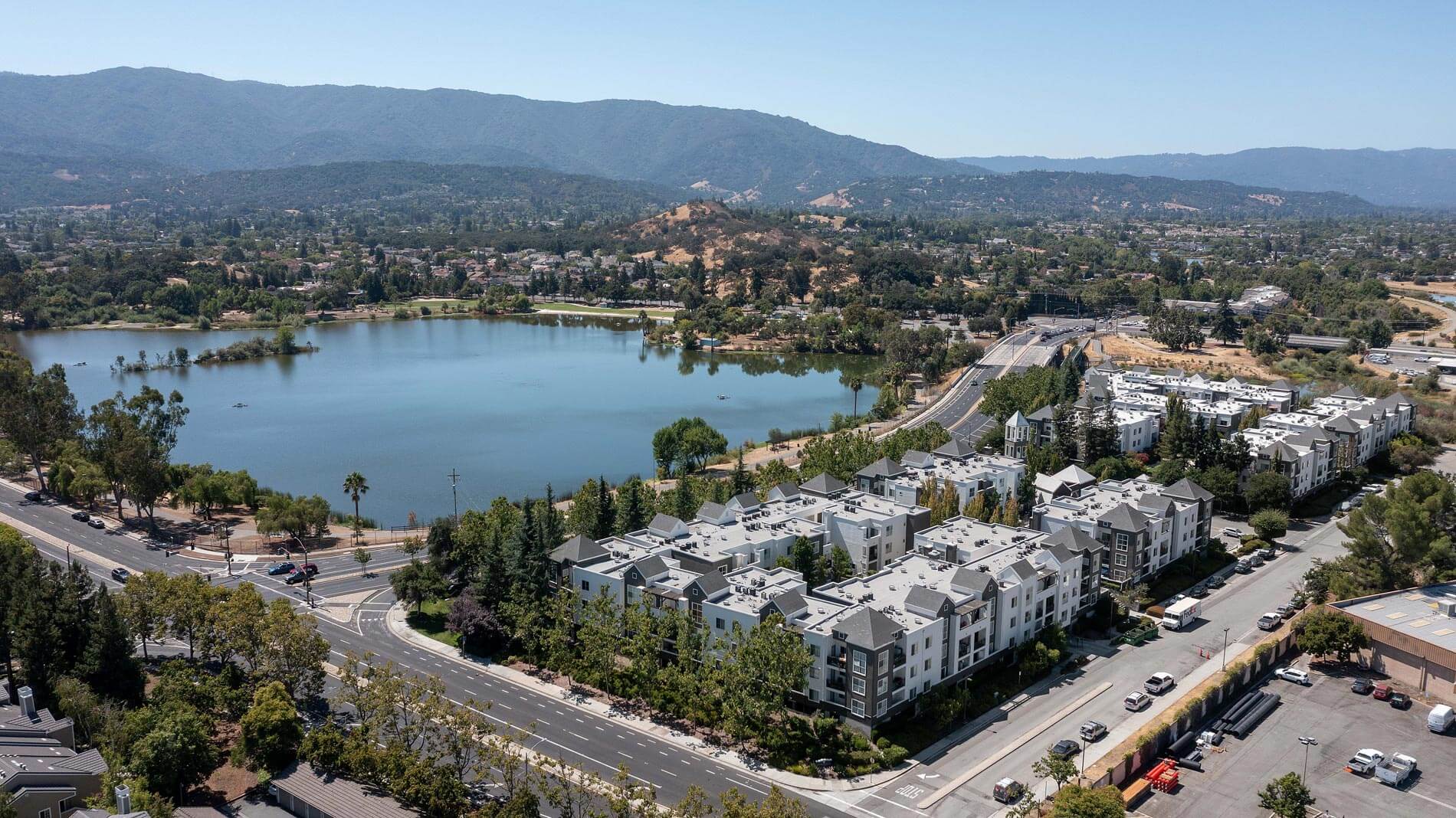 Almaden Lake Village drone exterior building