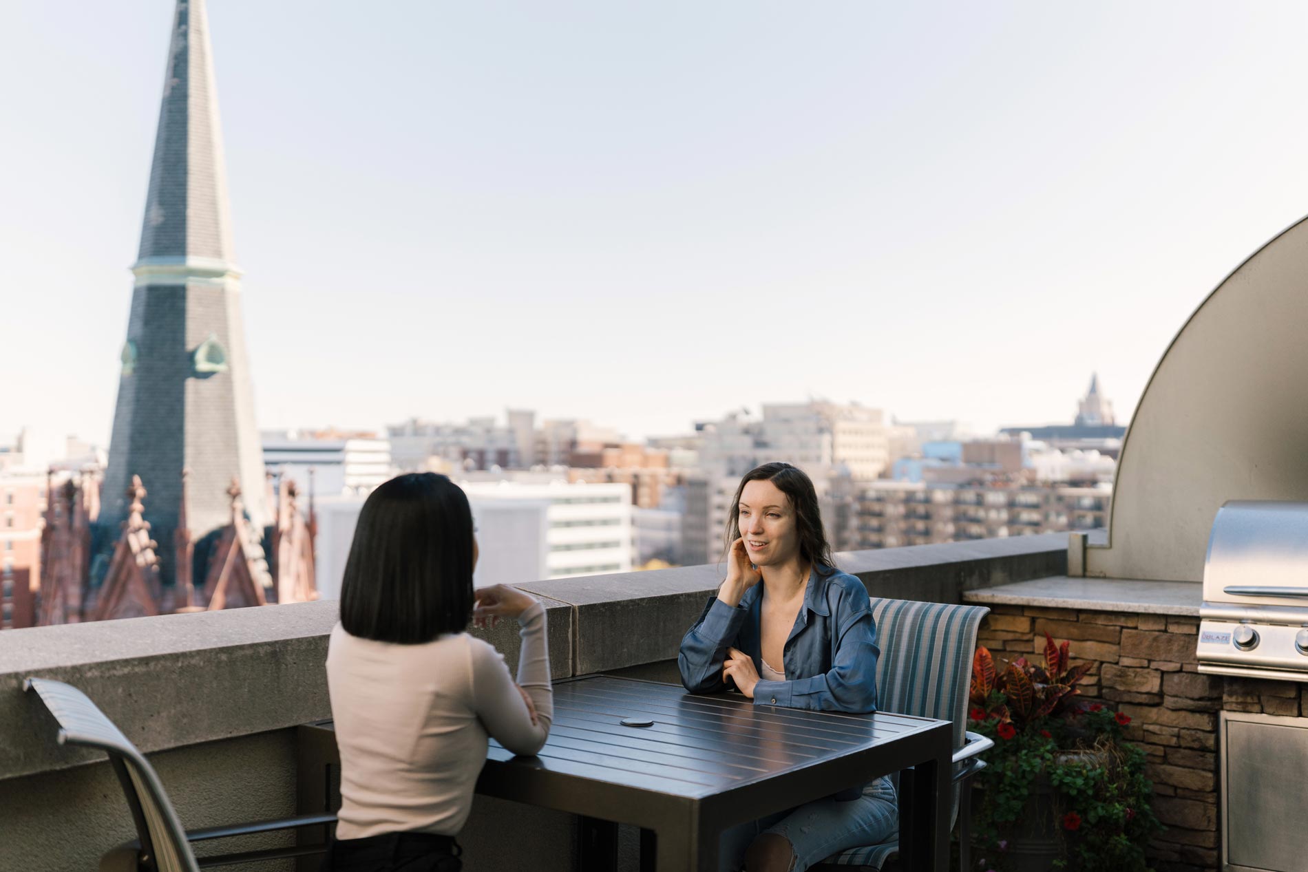 Andover House two women on rooftop