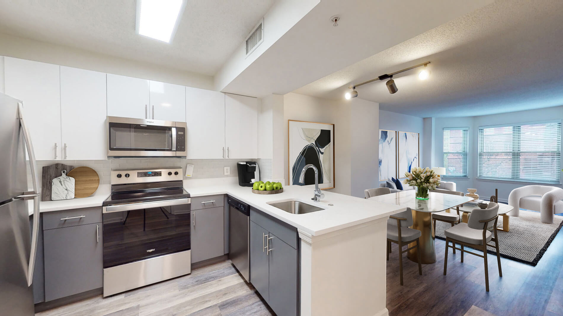 Andover House living and dining room staged