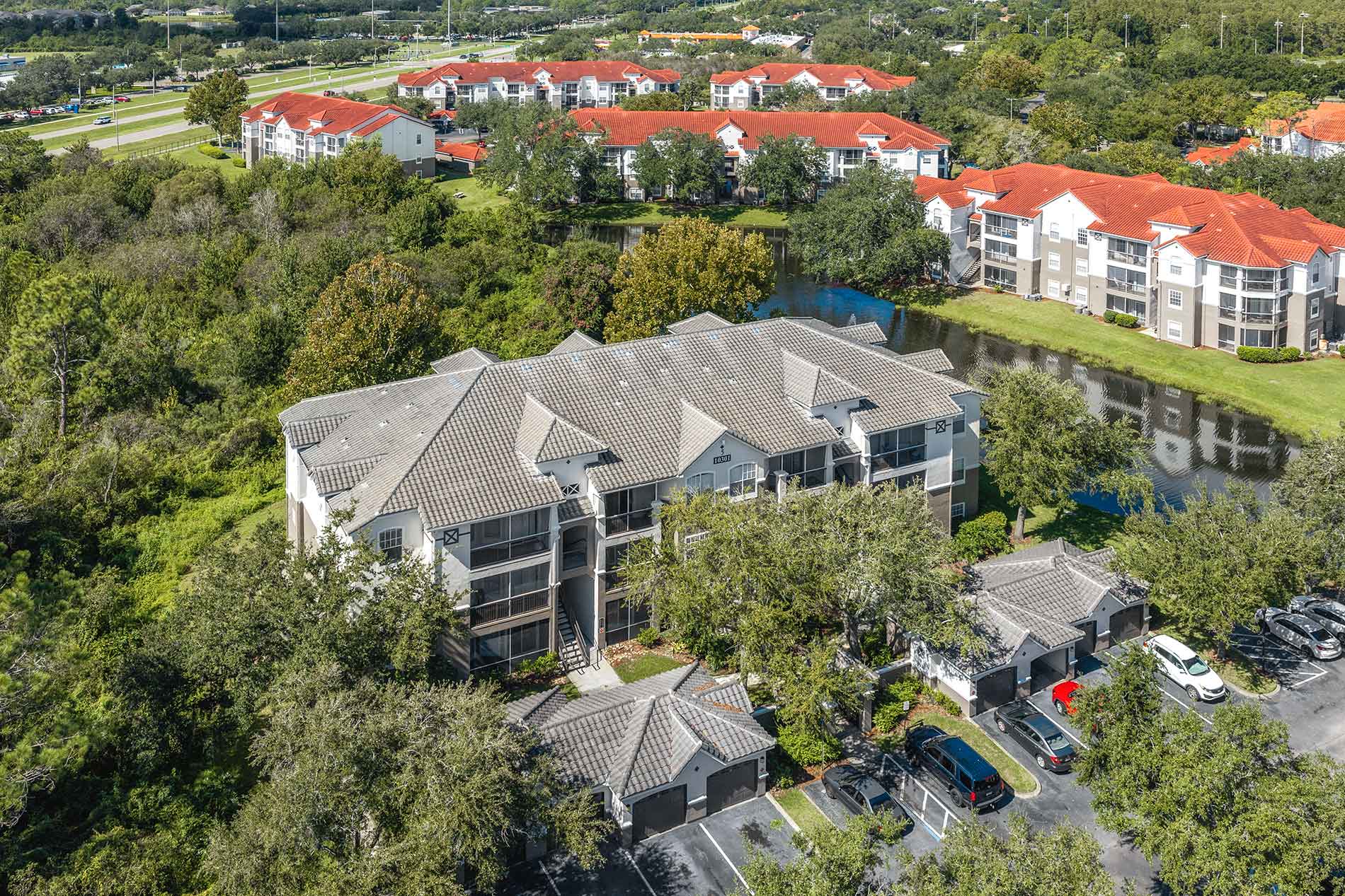 Andover Place at Cross Creek aerial view of building exterior