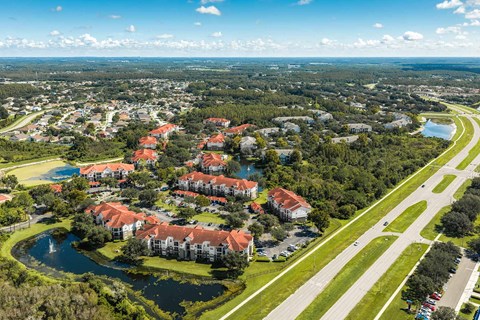 Andover Place at Cross Creek Apartments aerial view in Pebble Creek, New Tampa