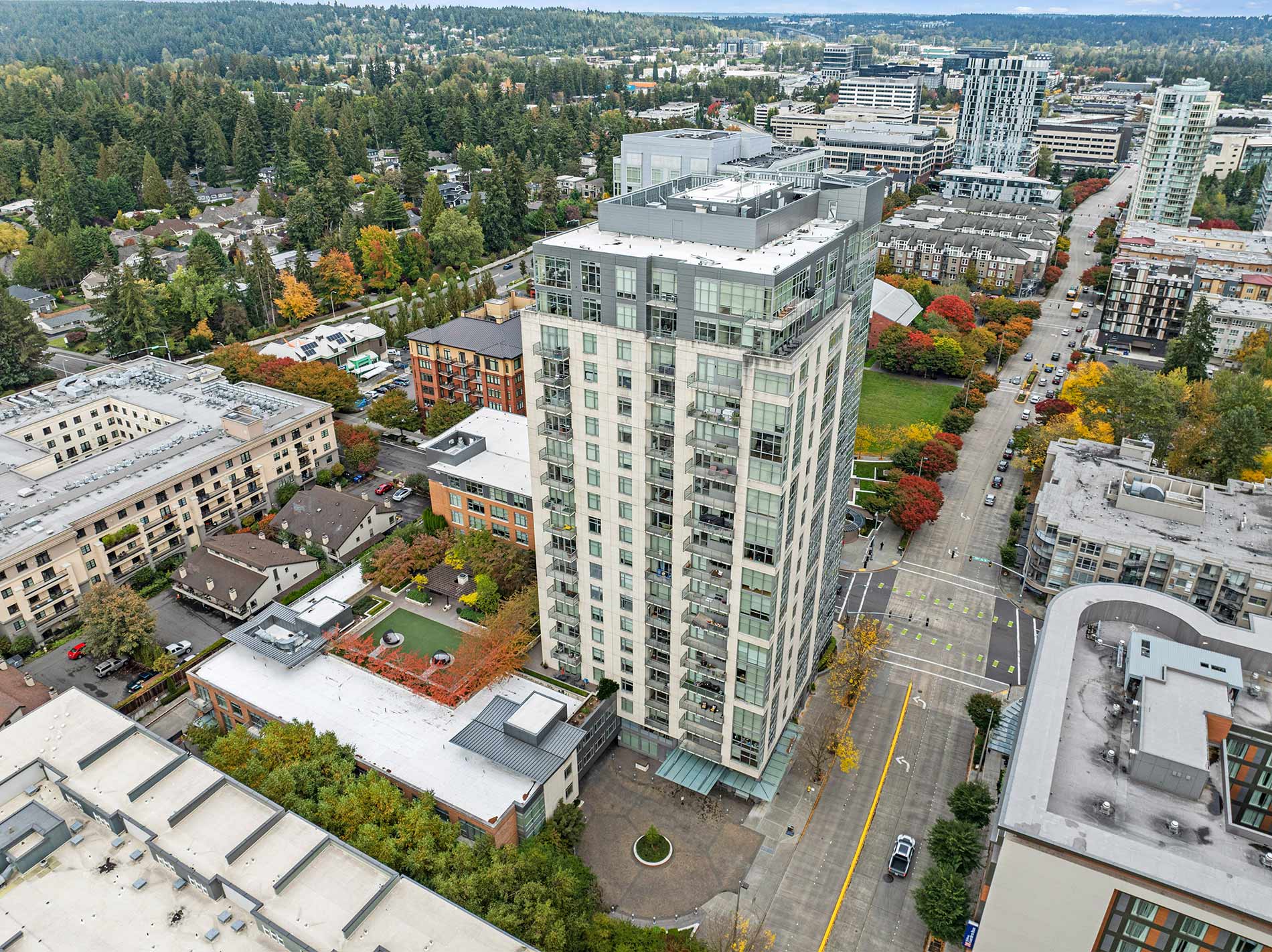 Ashton Bellevue aerial exterior view - Bellevue, WA