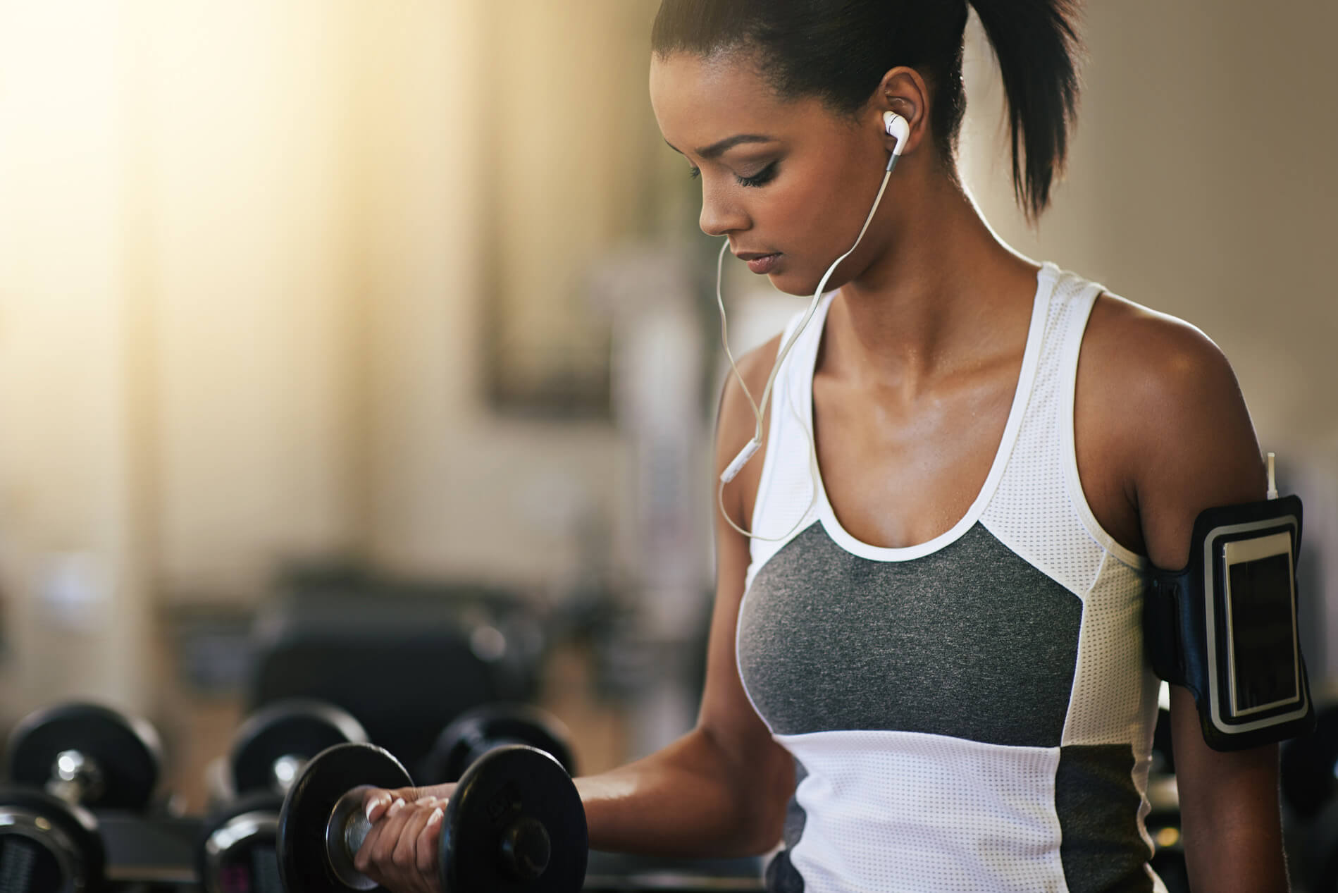 Woman working out with weights