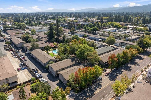 aerial building exterior of Birch Creek apartments located in the Mountain View neighborhood of San Francisco
