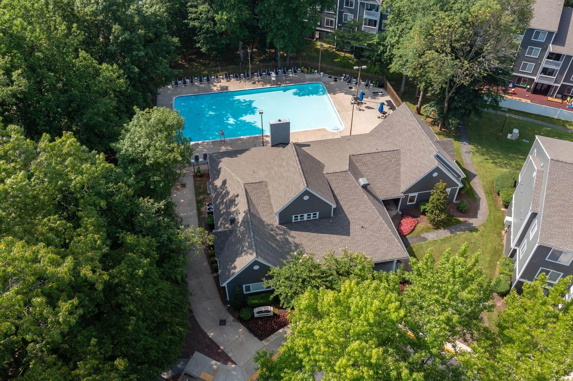 Canterbury building exterior and pool