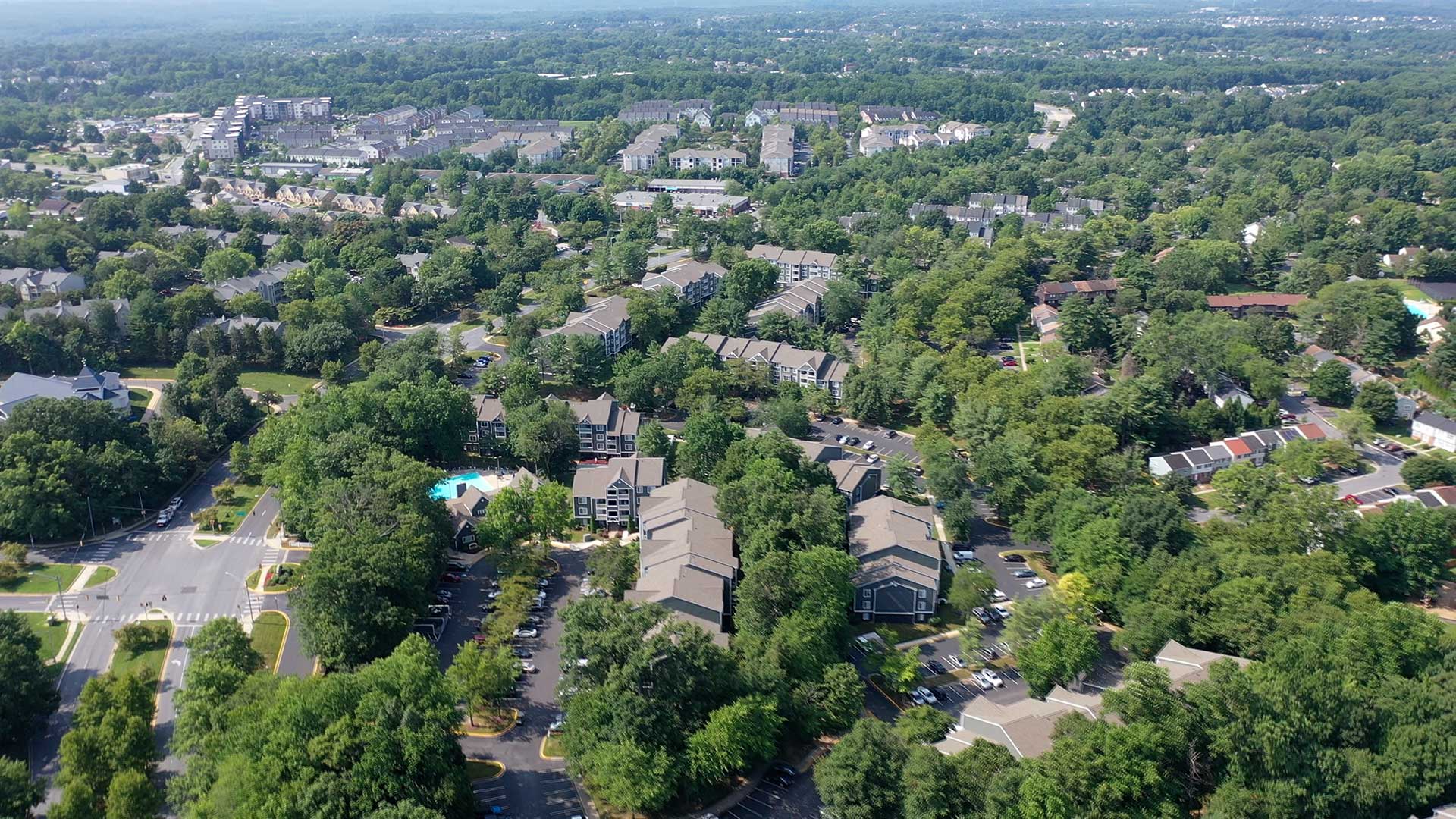 Canterbury apartments in the Germantown neighborhood of Washington DC aerial property view