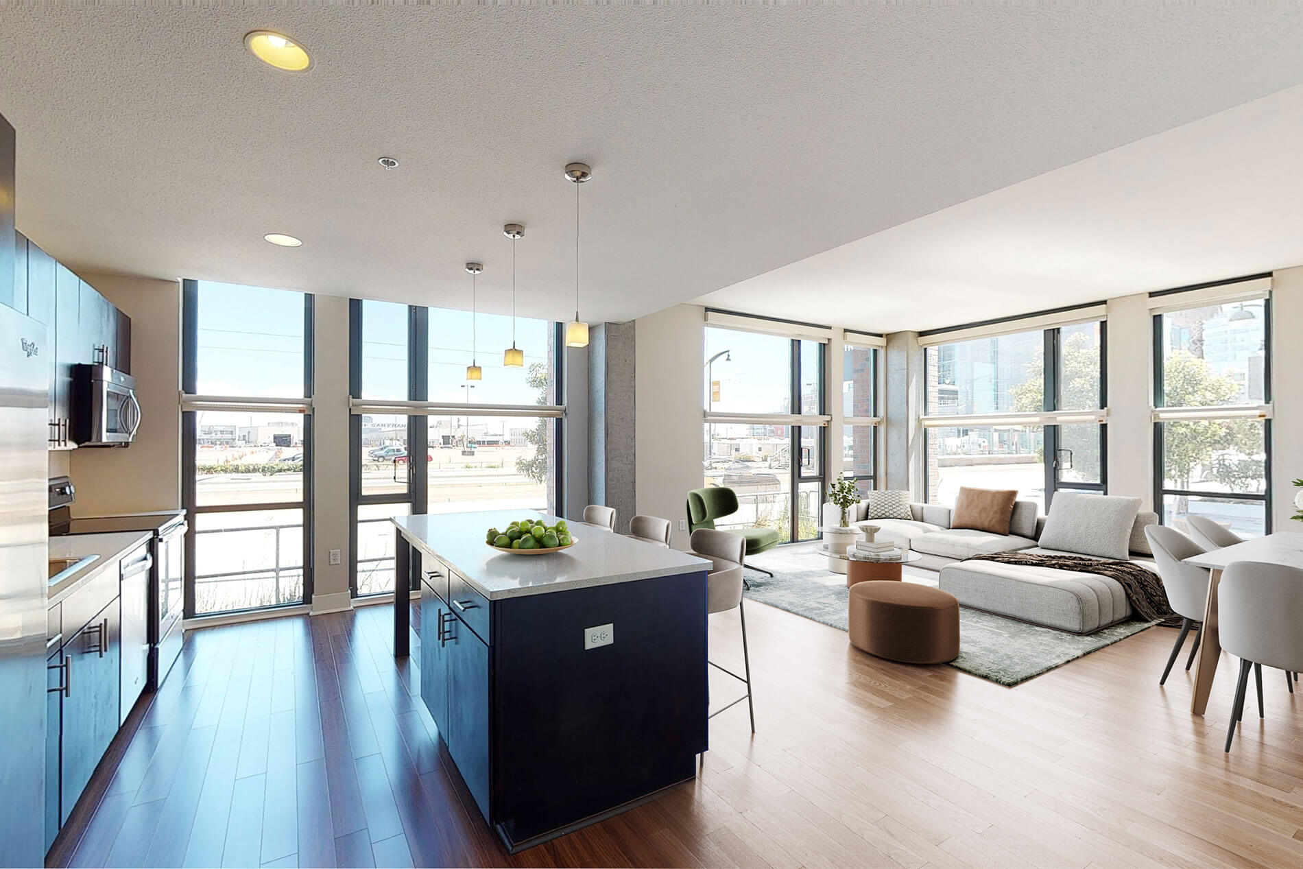 Channel Mission Bay kitchen and dining room staged