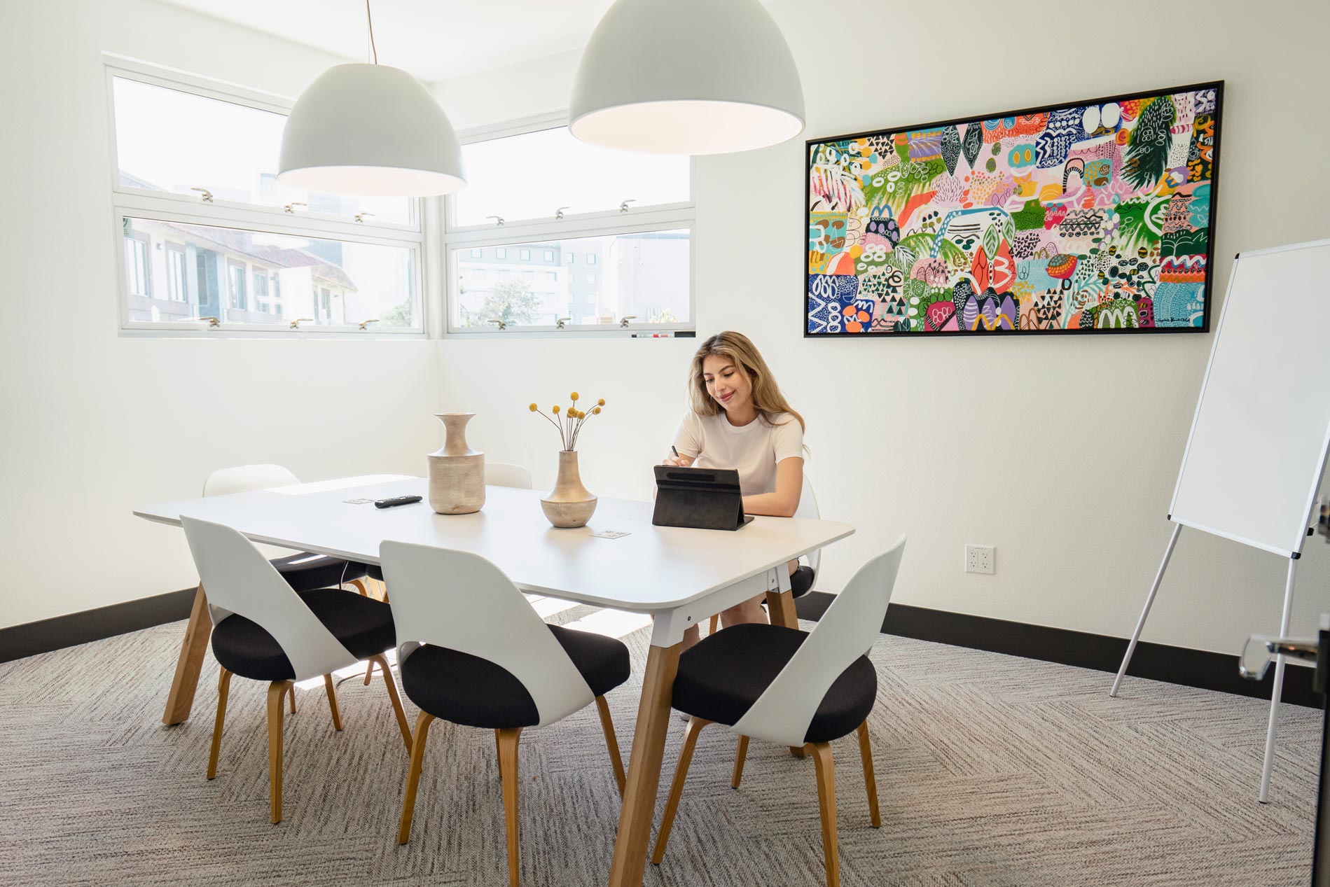 CitySouth woman works in conference room