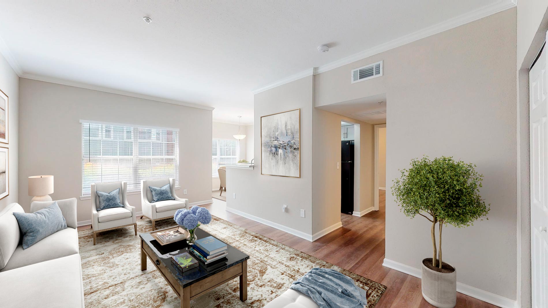 Colonnade Dining and Living room staged