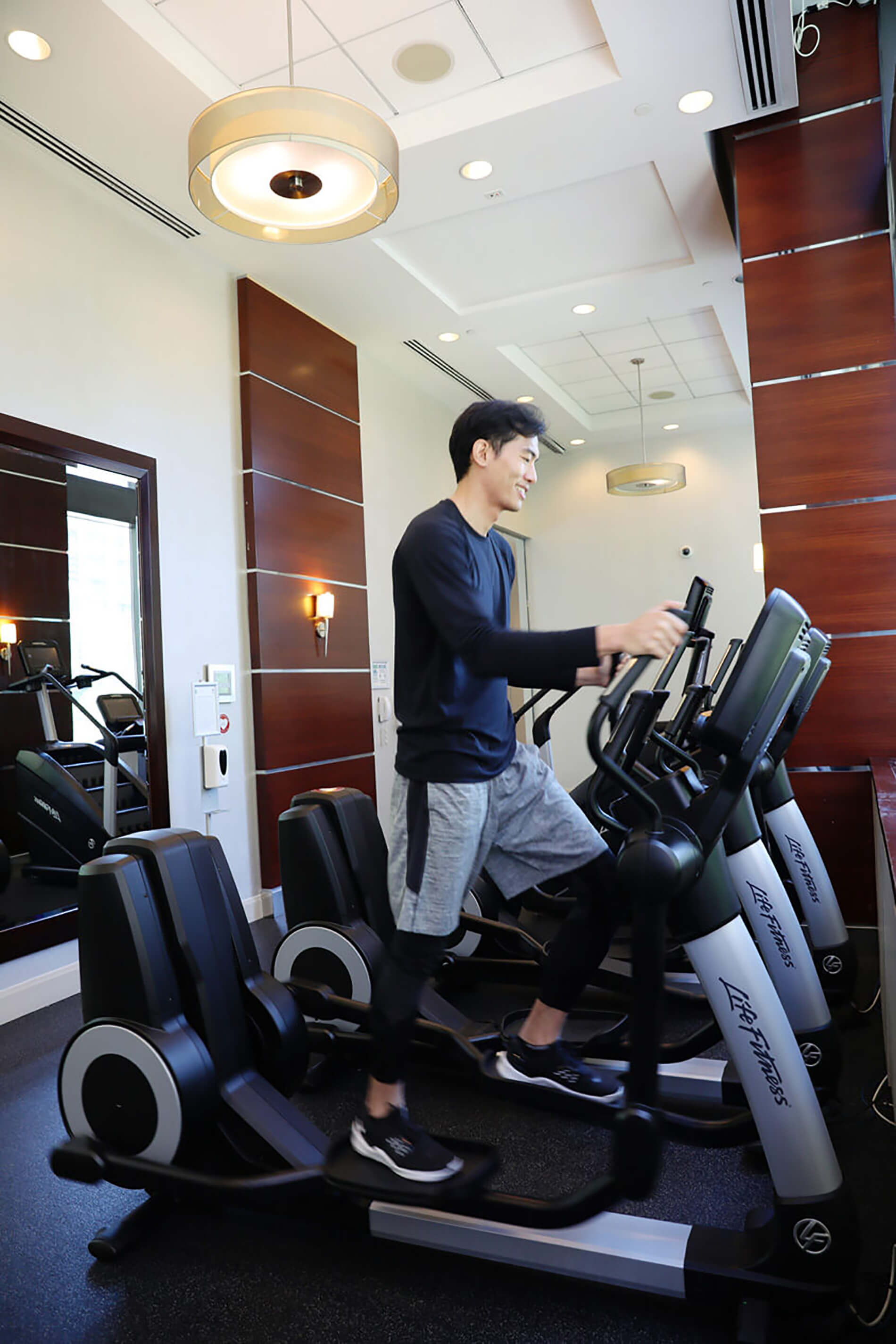 Man working out in fitness center