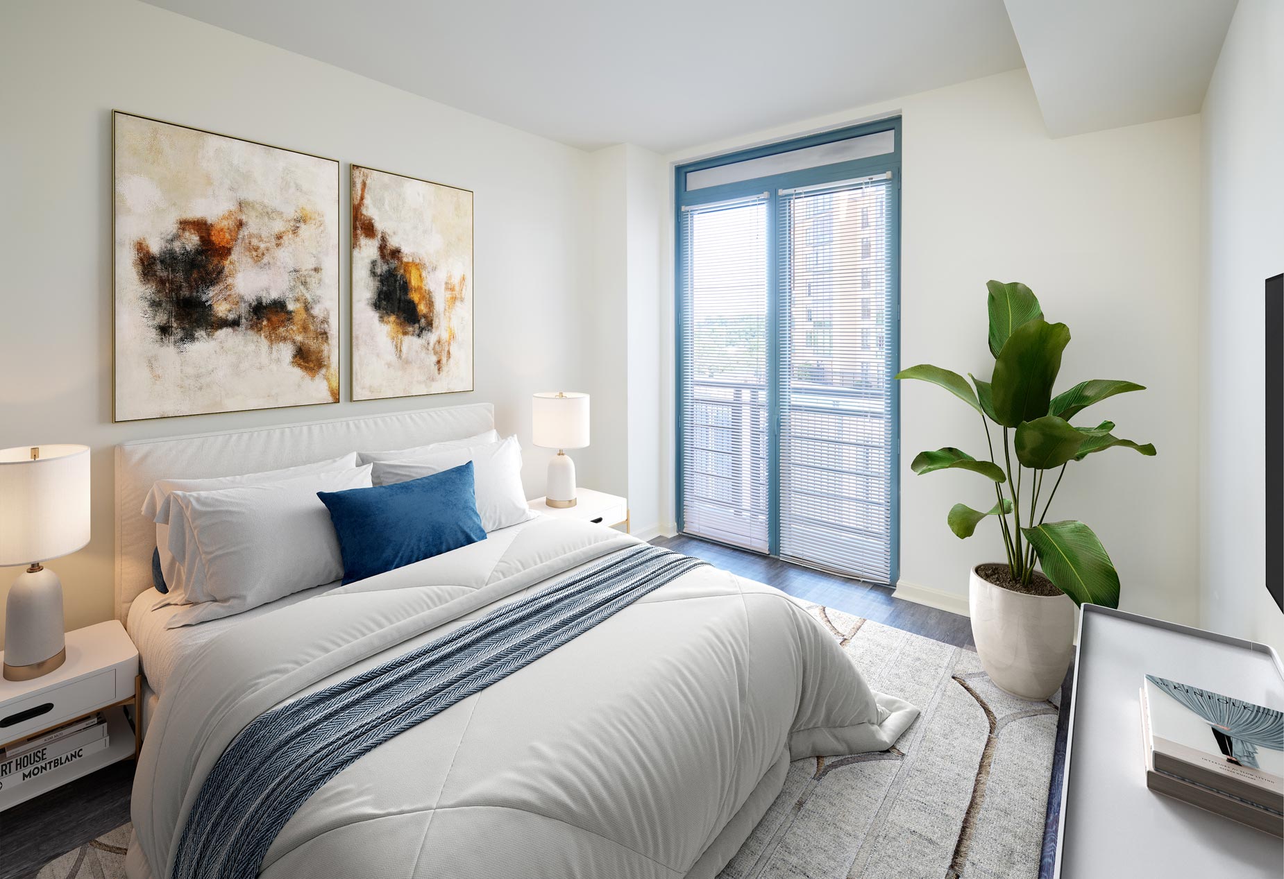 Delancey at Shirlington Village Bedroom staged