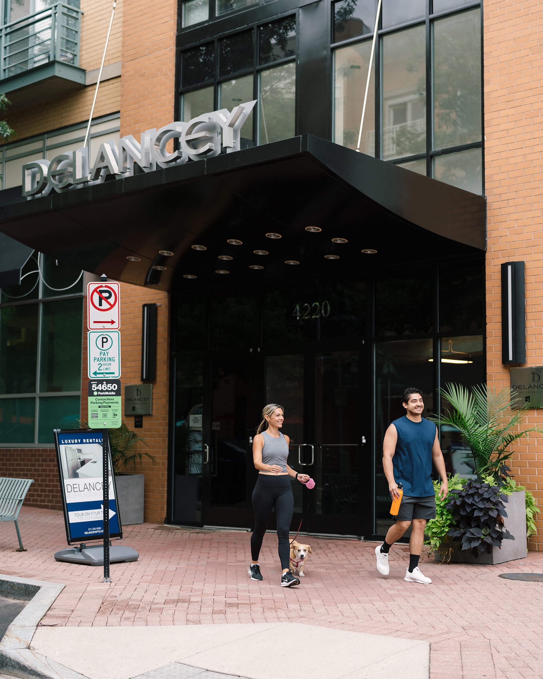 People walking in front of entrance