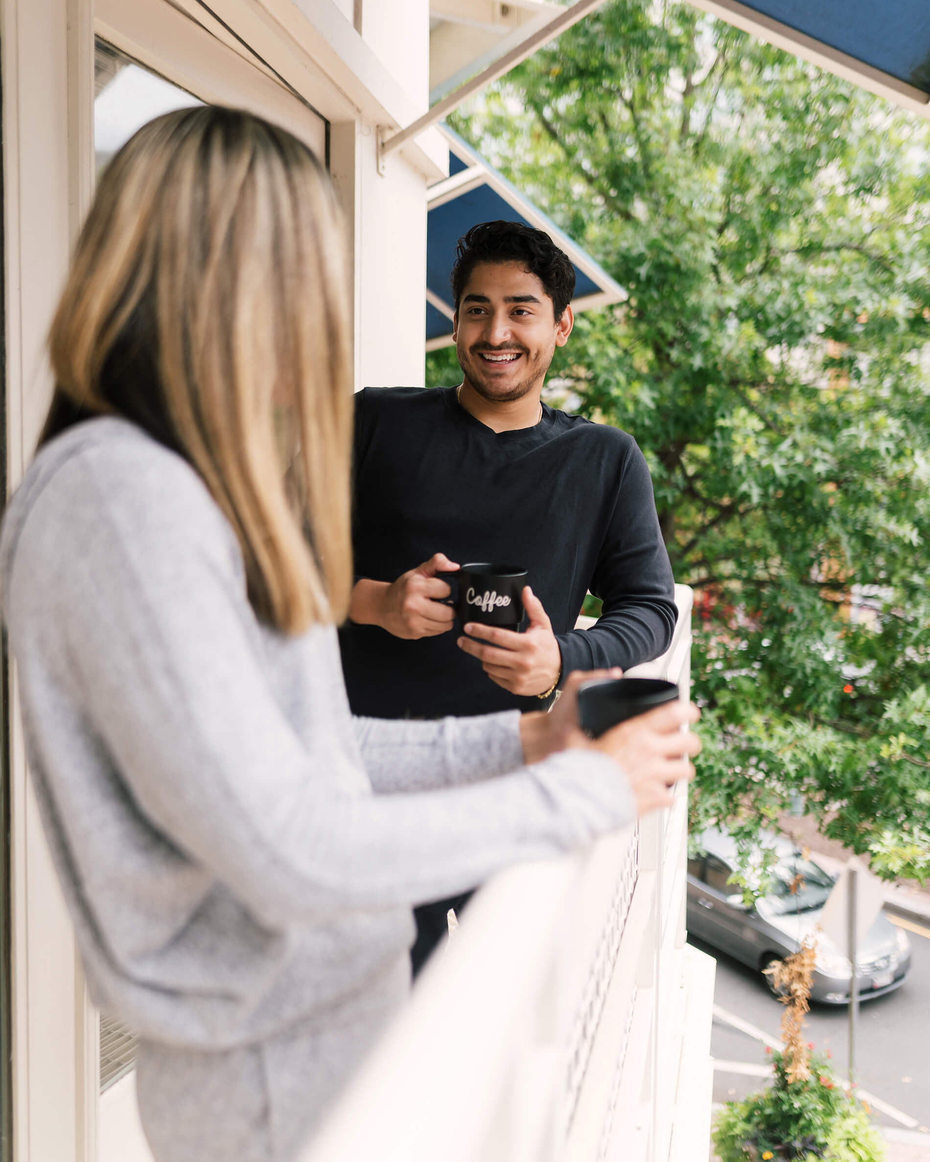 man and woman on patio