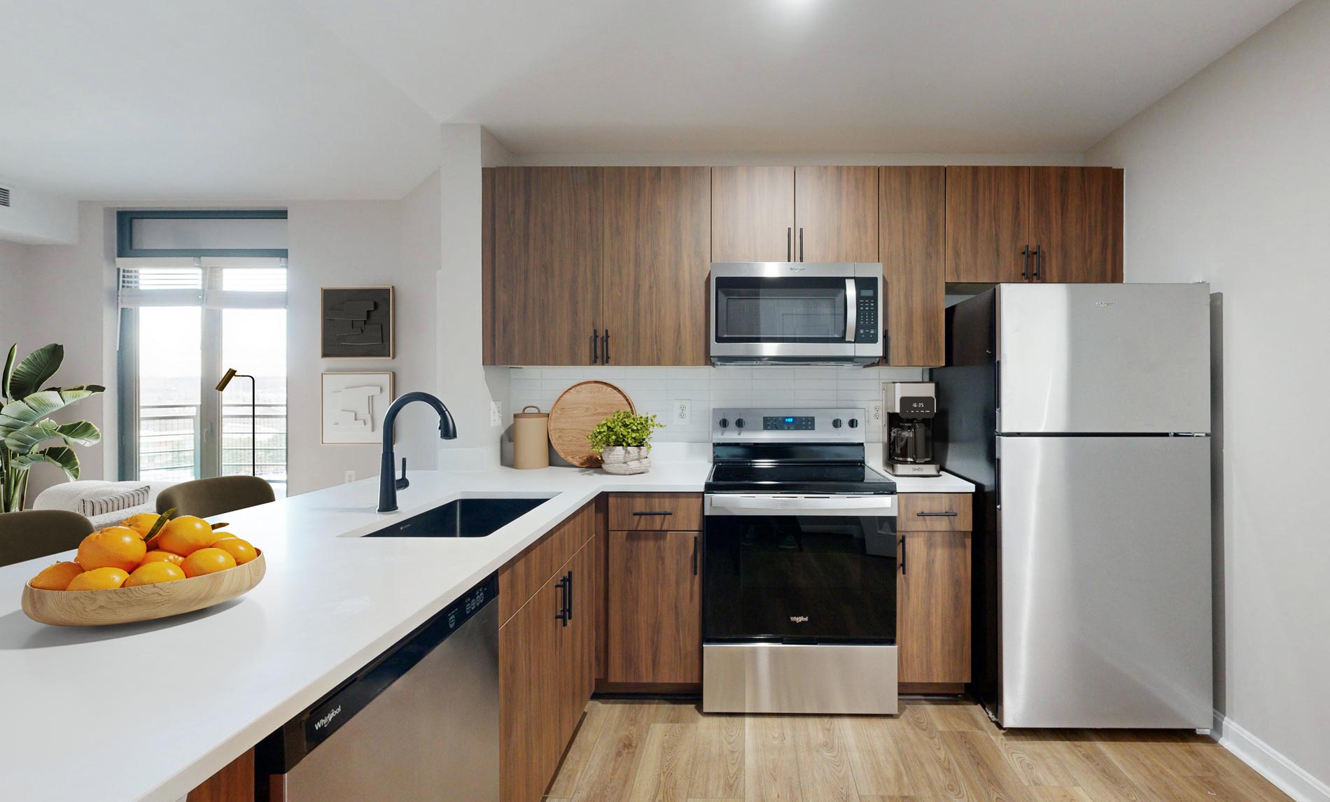 Delancey at Shirlington Village staged kitchen