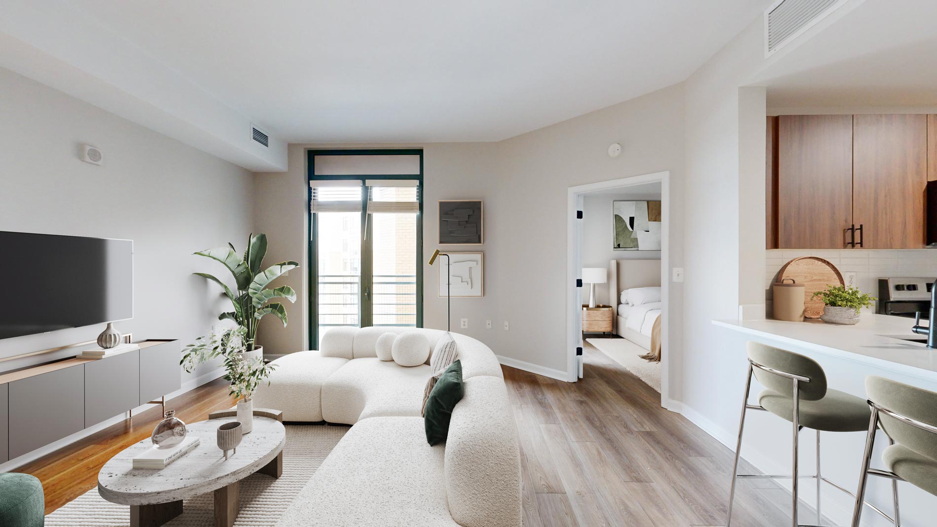 Delancey at Shirlington Village staged living room