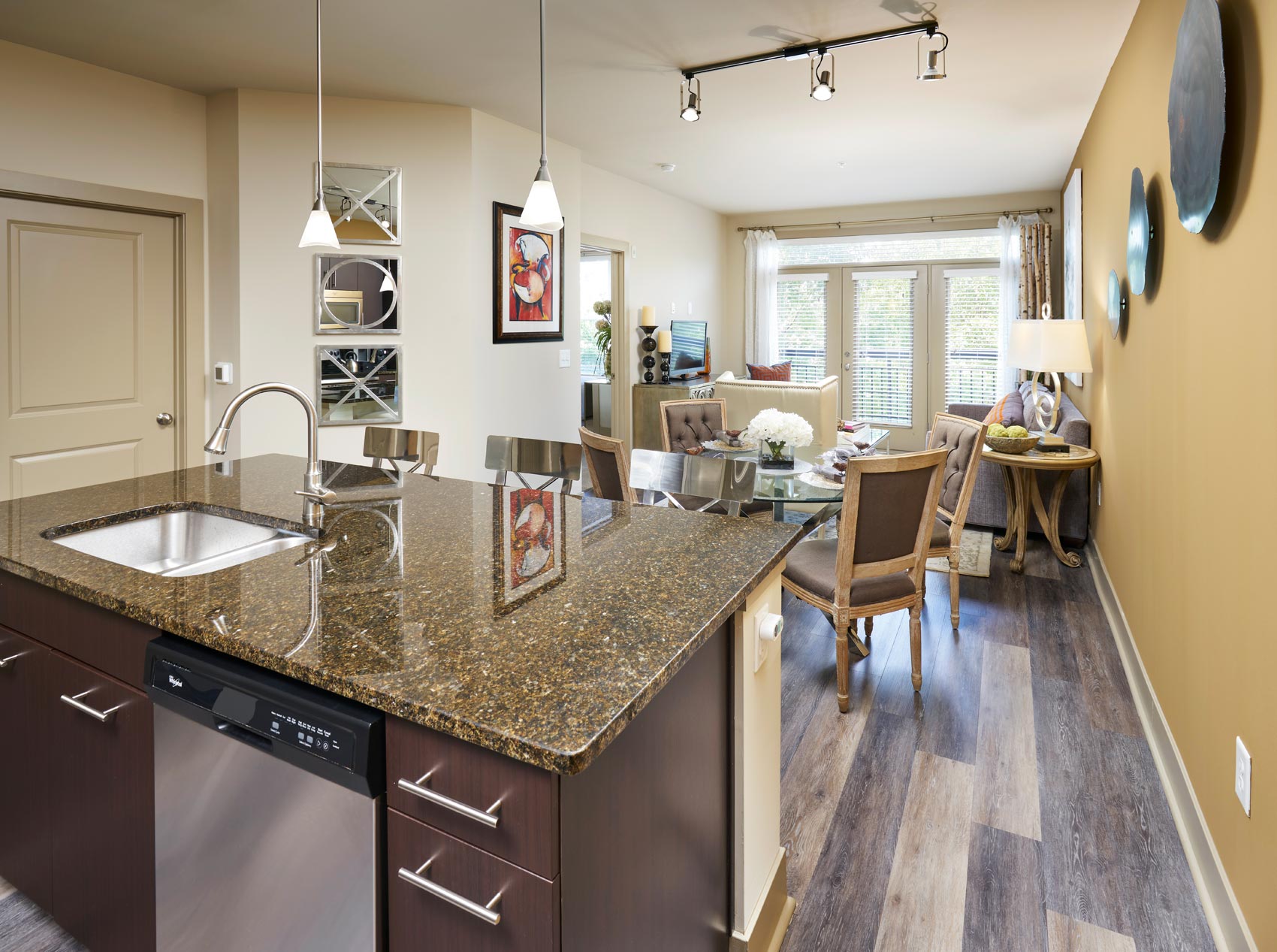 Domain College Park Staged Kitchen and Living Room