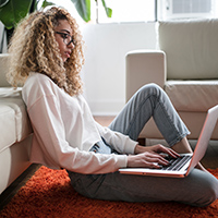 Woman working on laptop