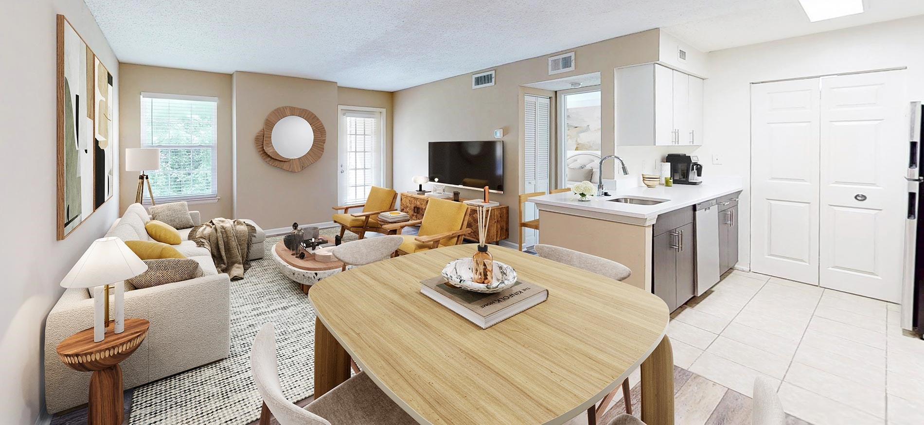 Dominion Middle Ridge staged dining and living room