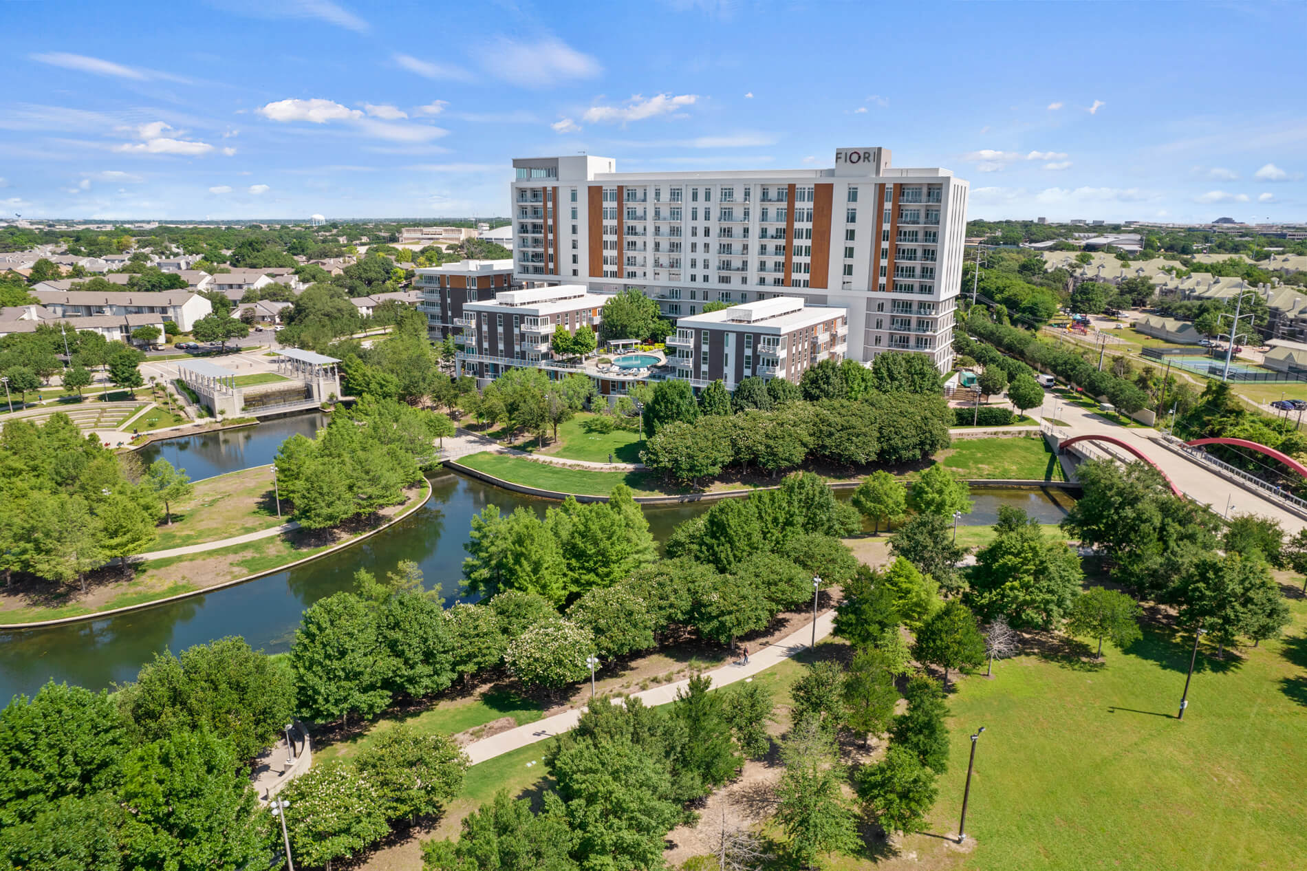 Fiori on Vitruvian Park drone building exterior Fiori on Vitruvian Park drone building exterior