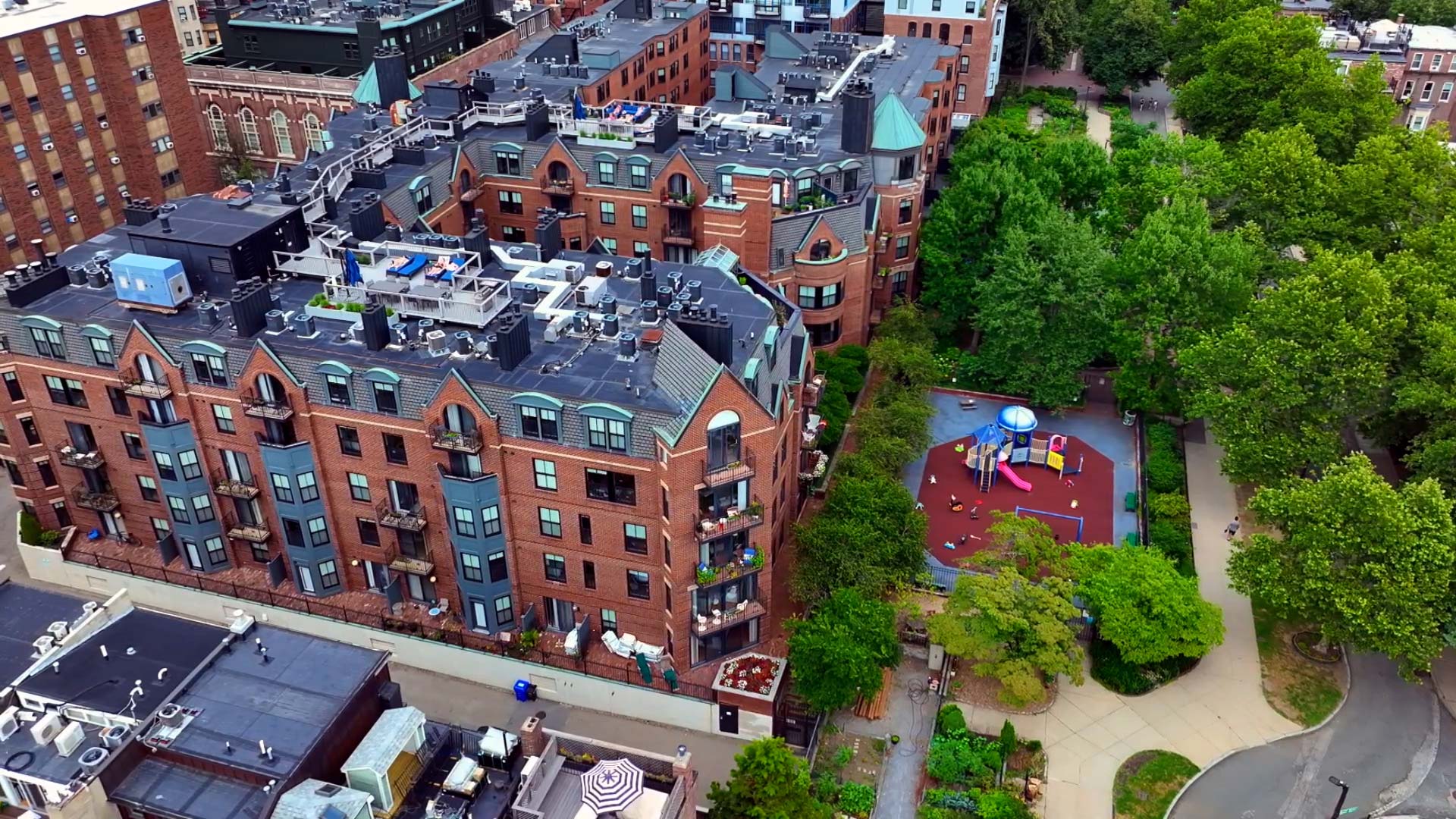 Garrison Square drone building exterior
