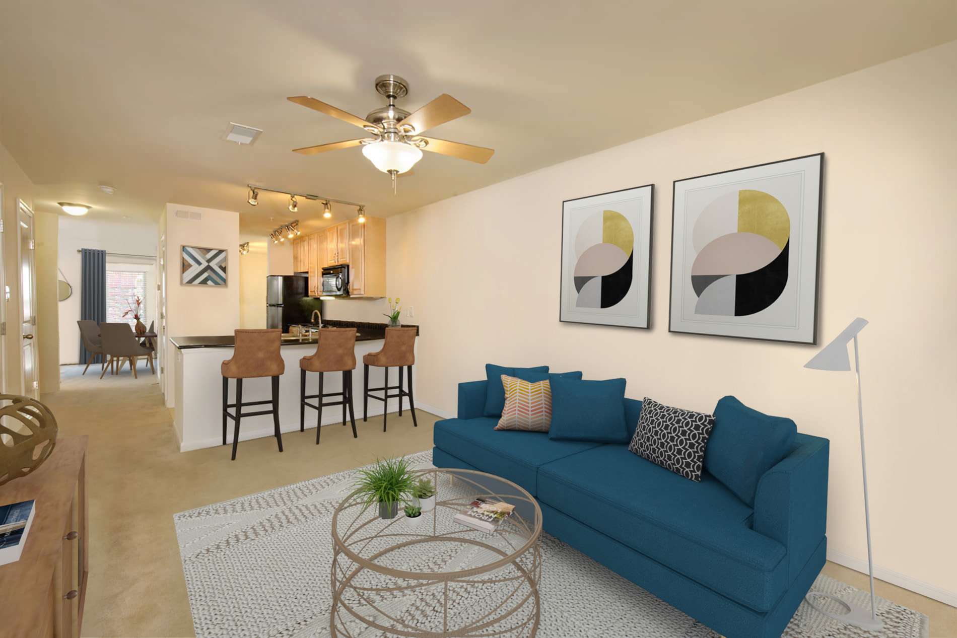 Gayton Pointe Townhomes Living Room Virtually Staged