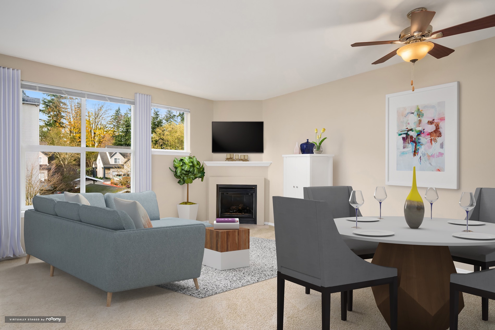 Hearthstone Living Room Virtually Staged by RoOomy