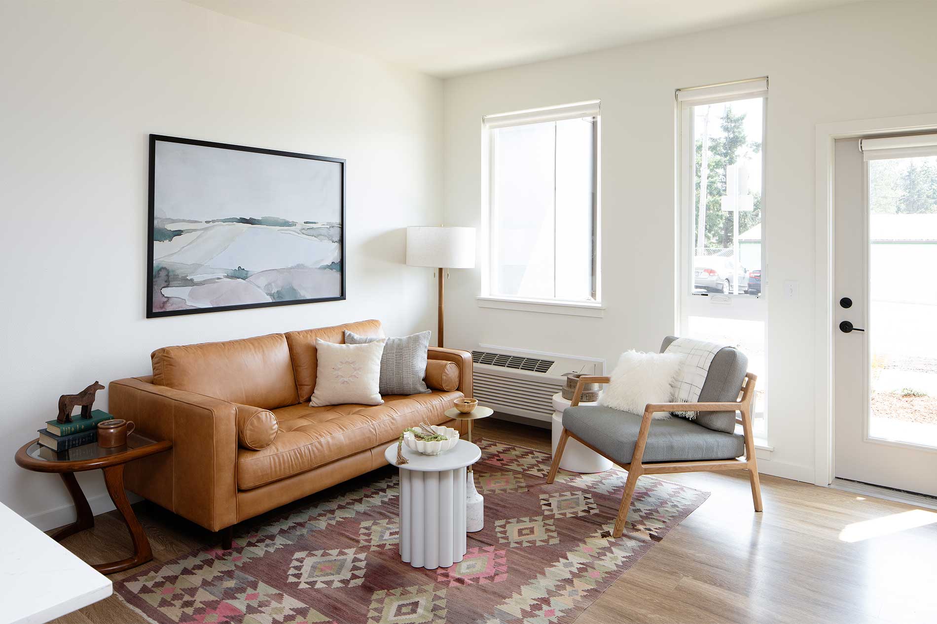 Modern apartment living room at Heirloom