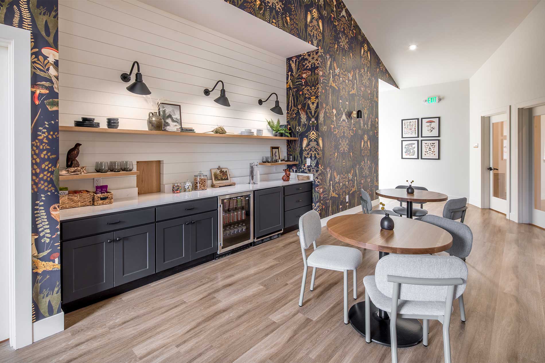 Bright community kitchen at Heirloom in Portland, OR