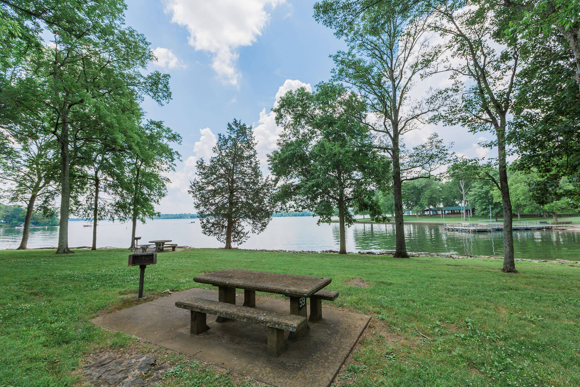 Hickory run outdoor benches with lake view