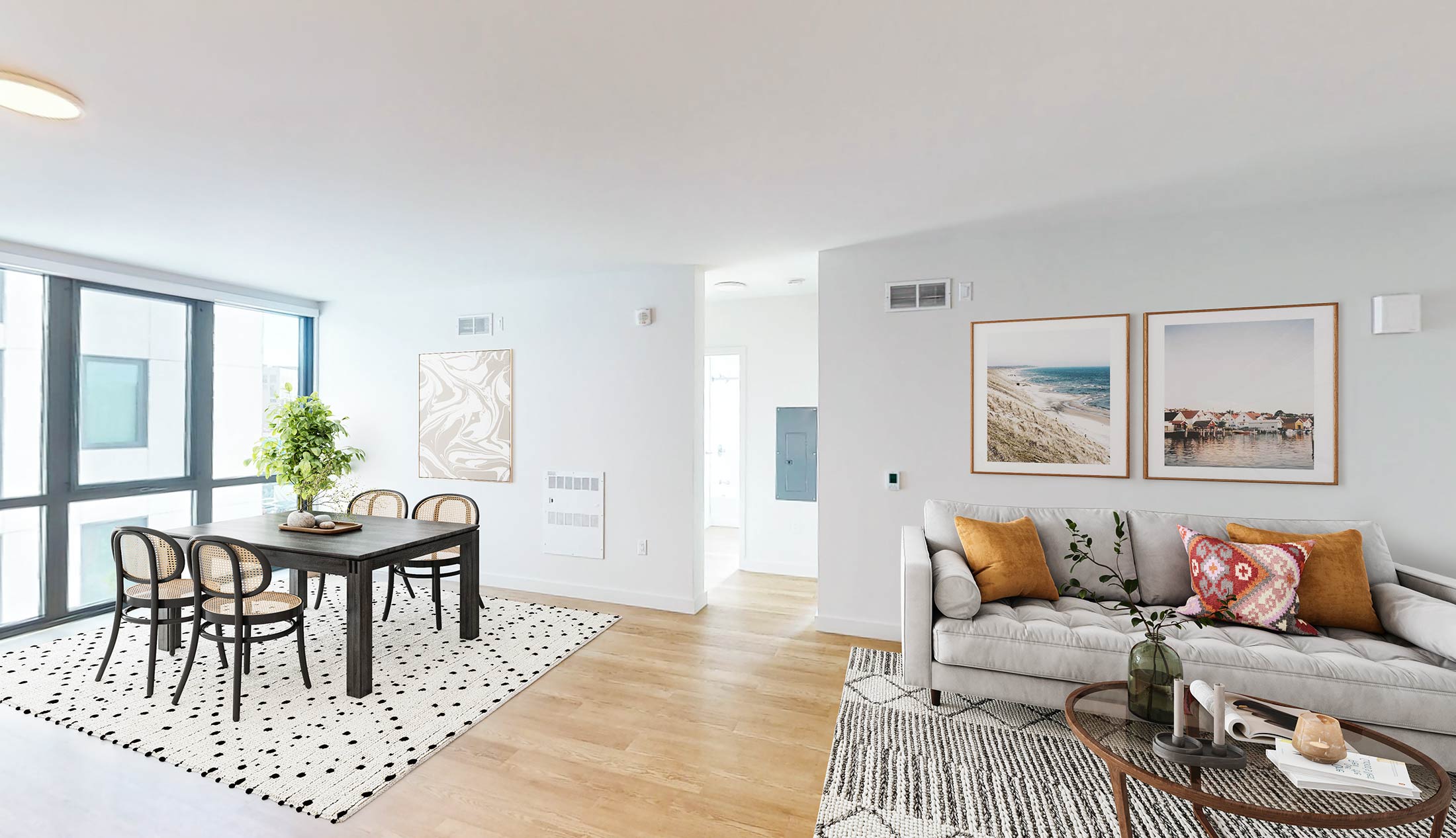 HQ apartments staged living and dining room