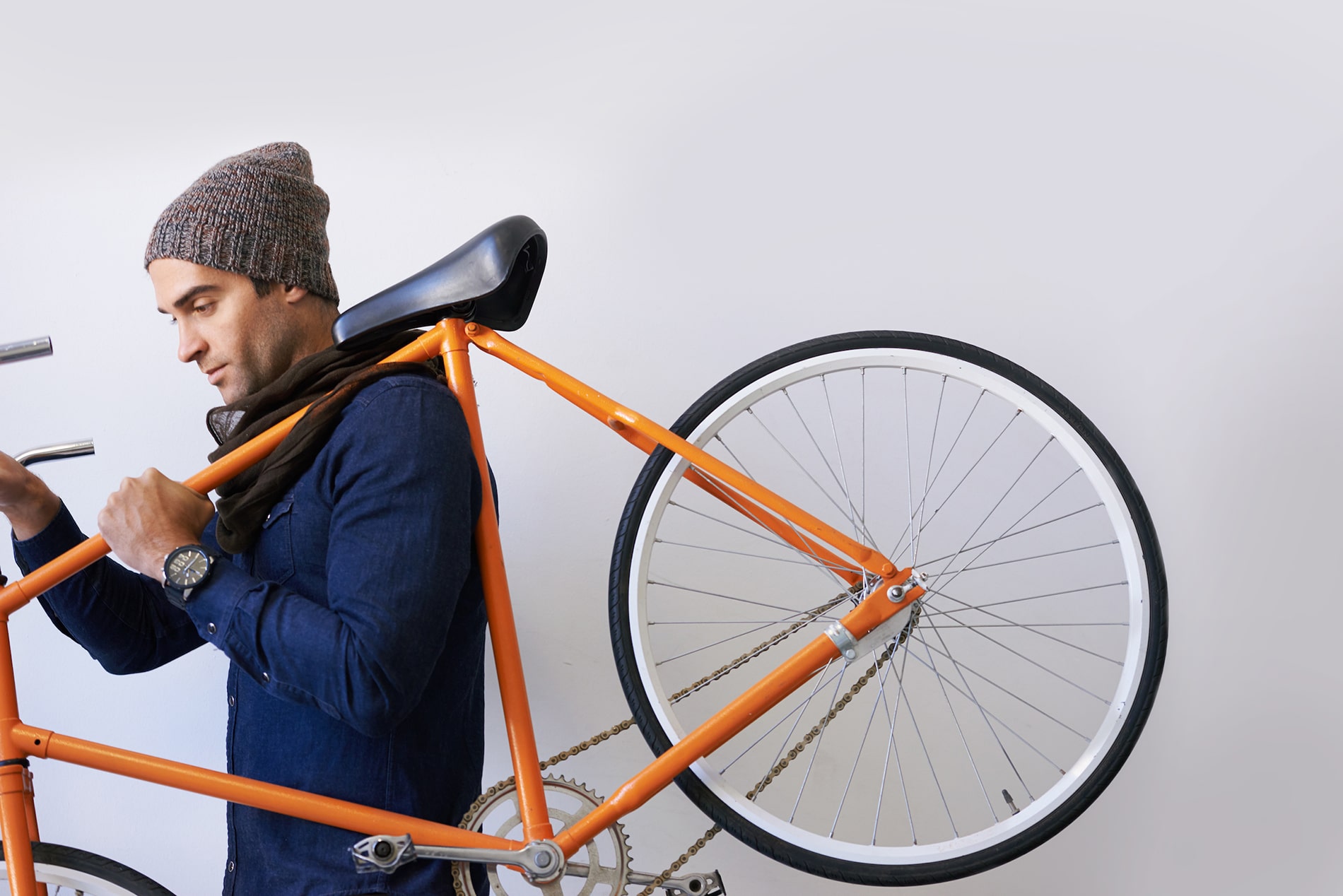 Man carrying bike
