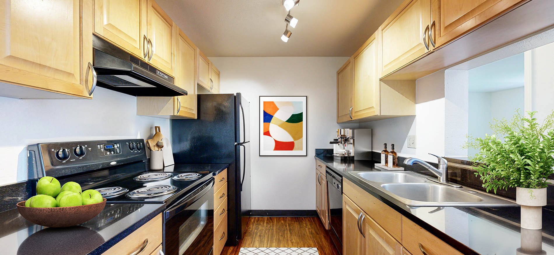 Hunt Club apartments staged kitchen